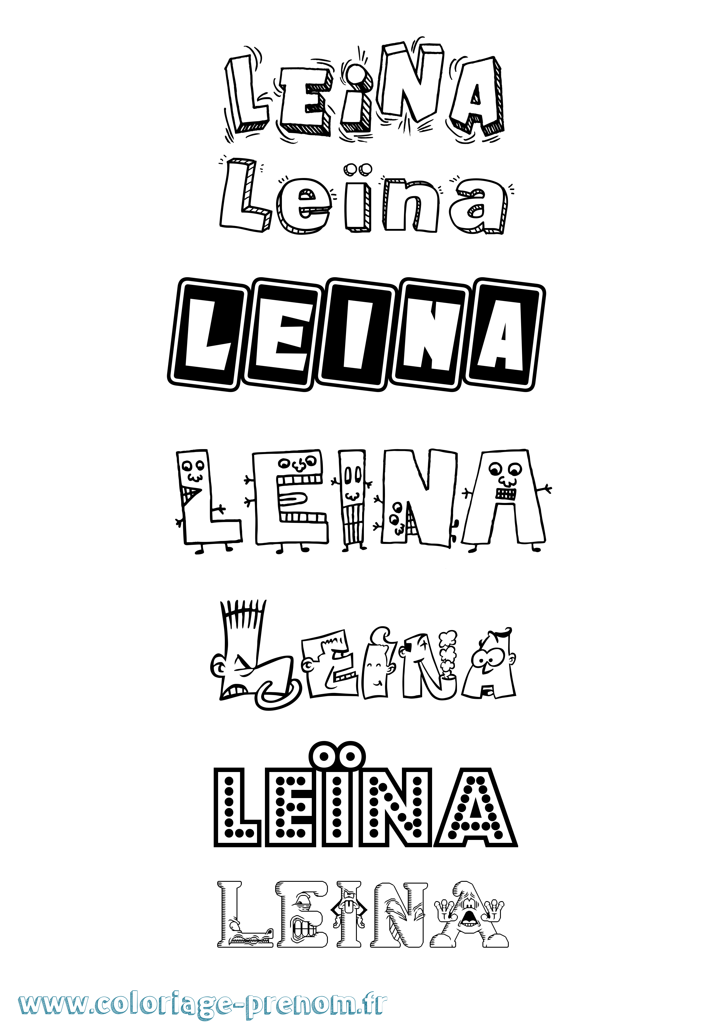 Coloriage Leïna Fun Coloriage prénom Leïna Fun