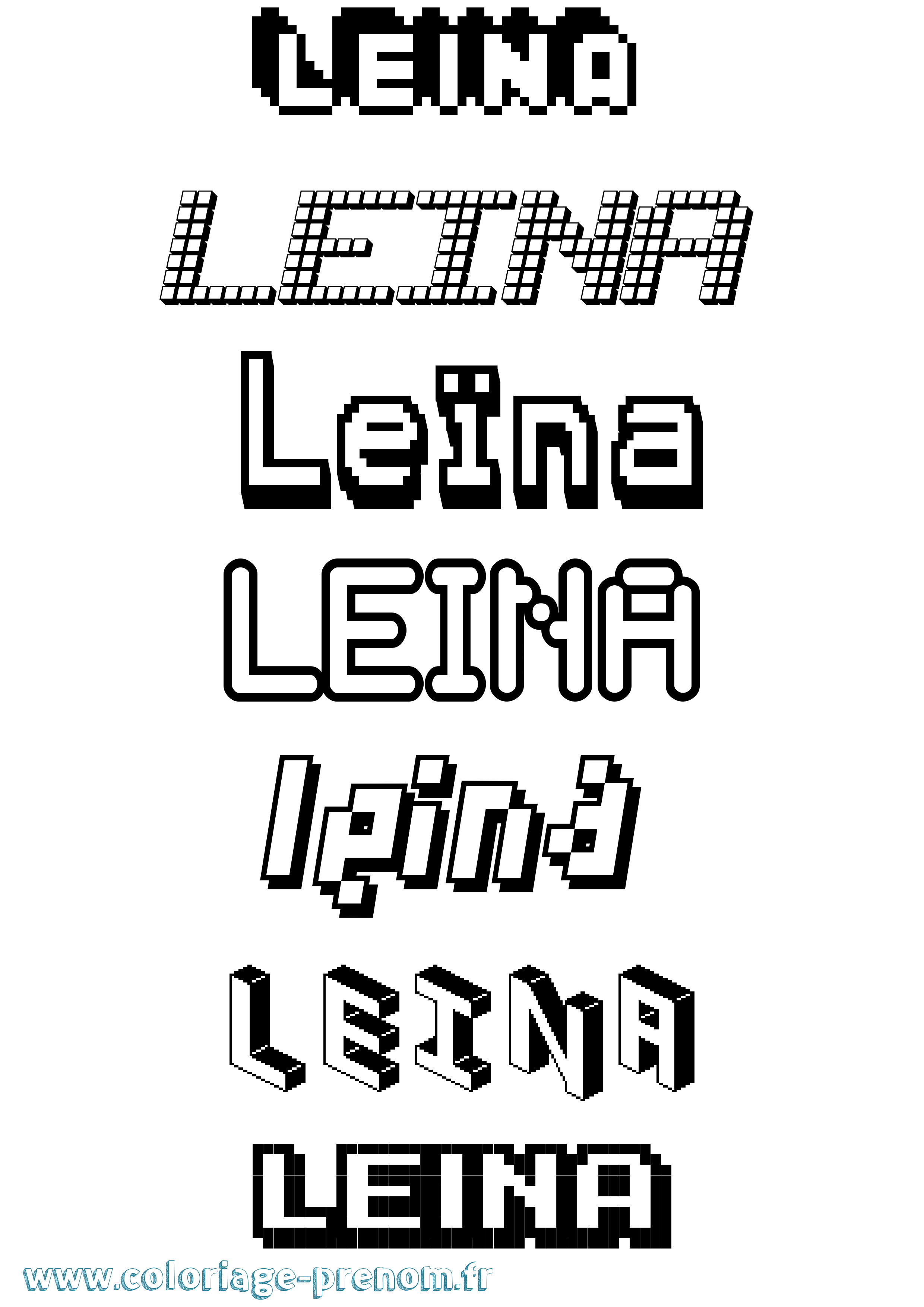 Coloriage Leïna Pixel Coloriage prénom Leïna Pixel
