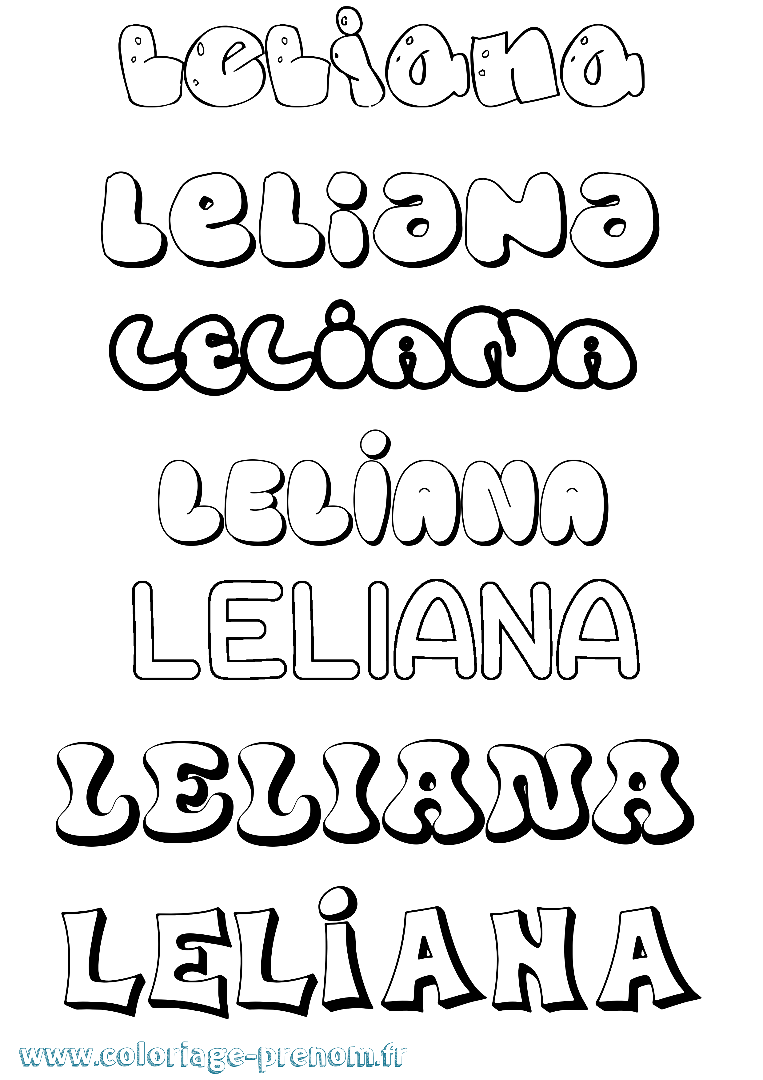 Coloriage prénom Leliana Bubble