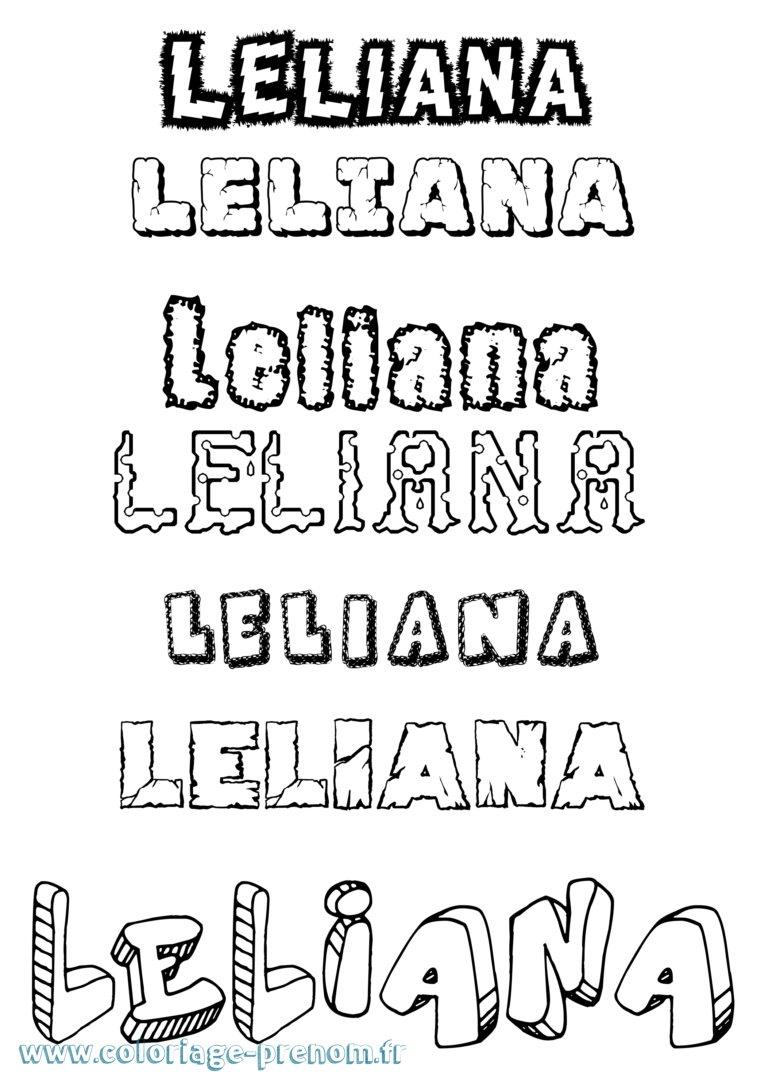Coloriage prénom Leliana Destructuré