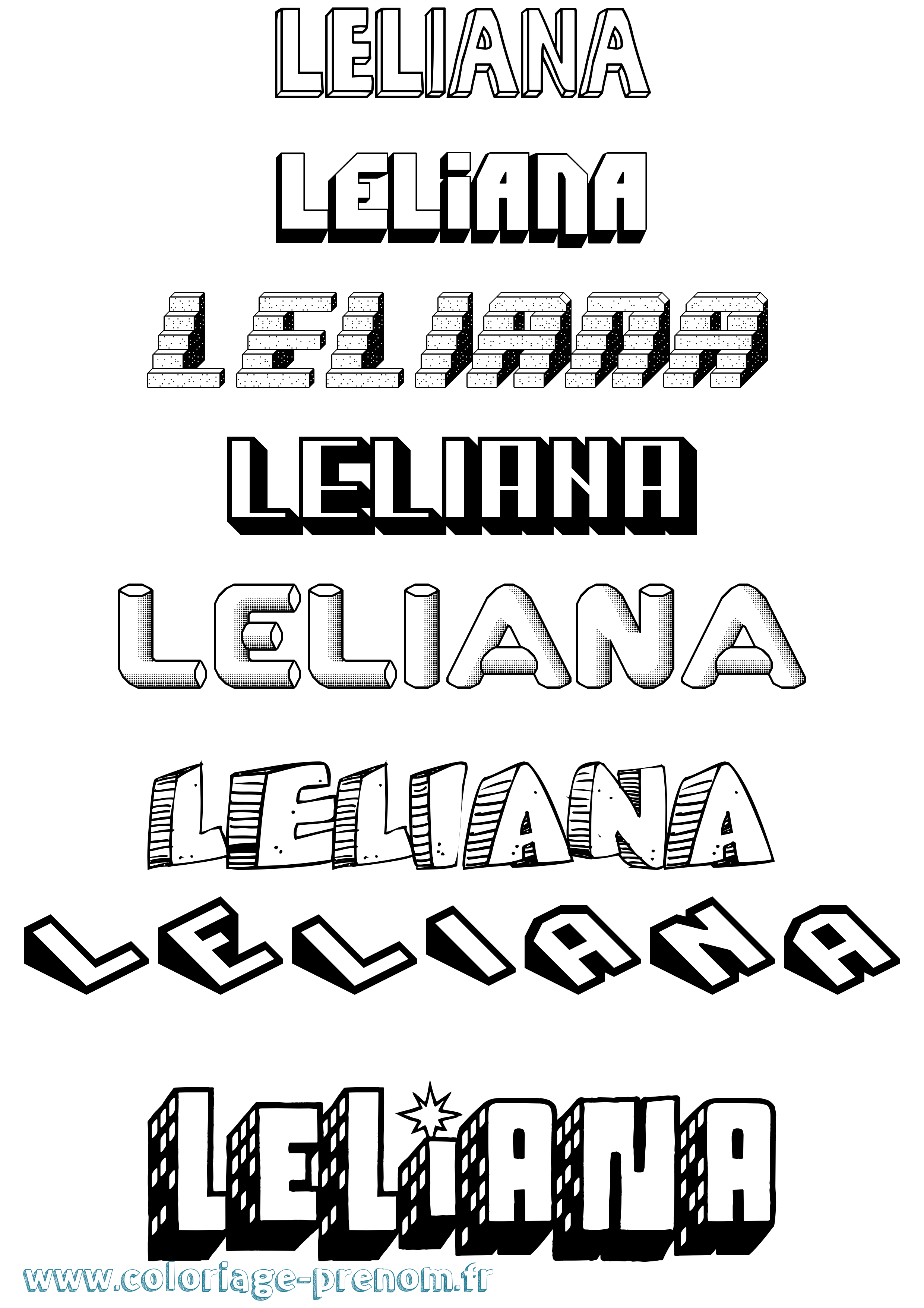 Coloriage Leliana Effet 3D Coloriage prénom Leliana Effet 3D