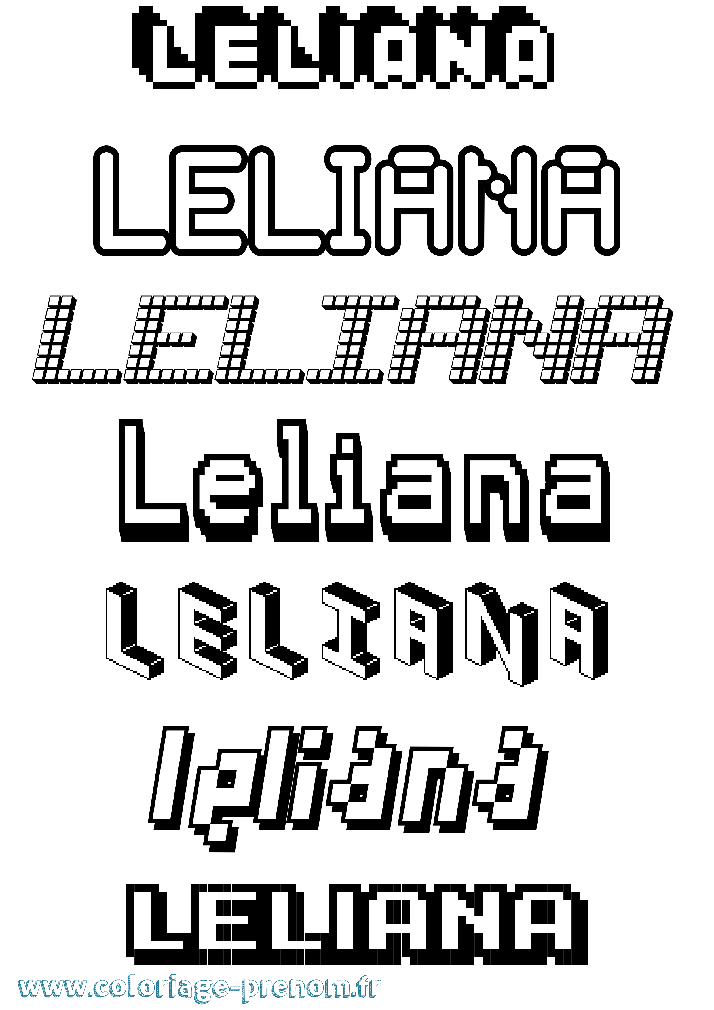 Coloriage Leliana Pixel Coloriage prénom Leliana Pixel