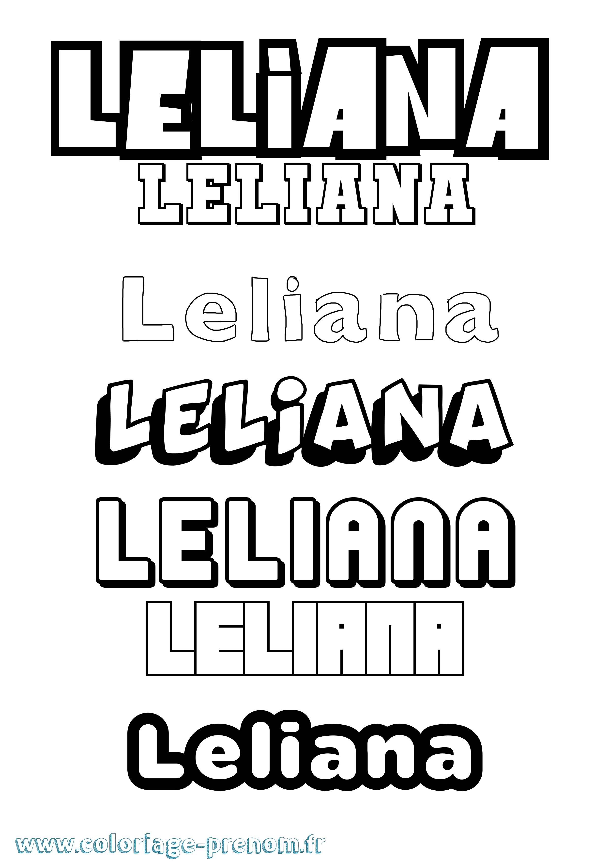Coloriage prénom Leliana Simple