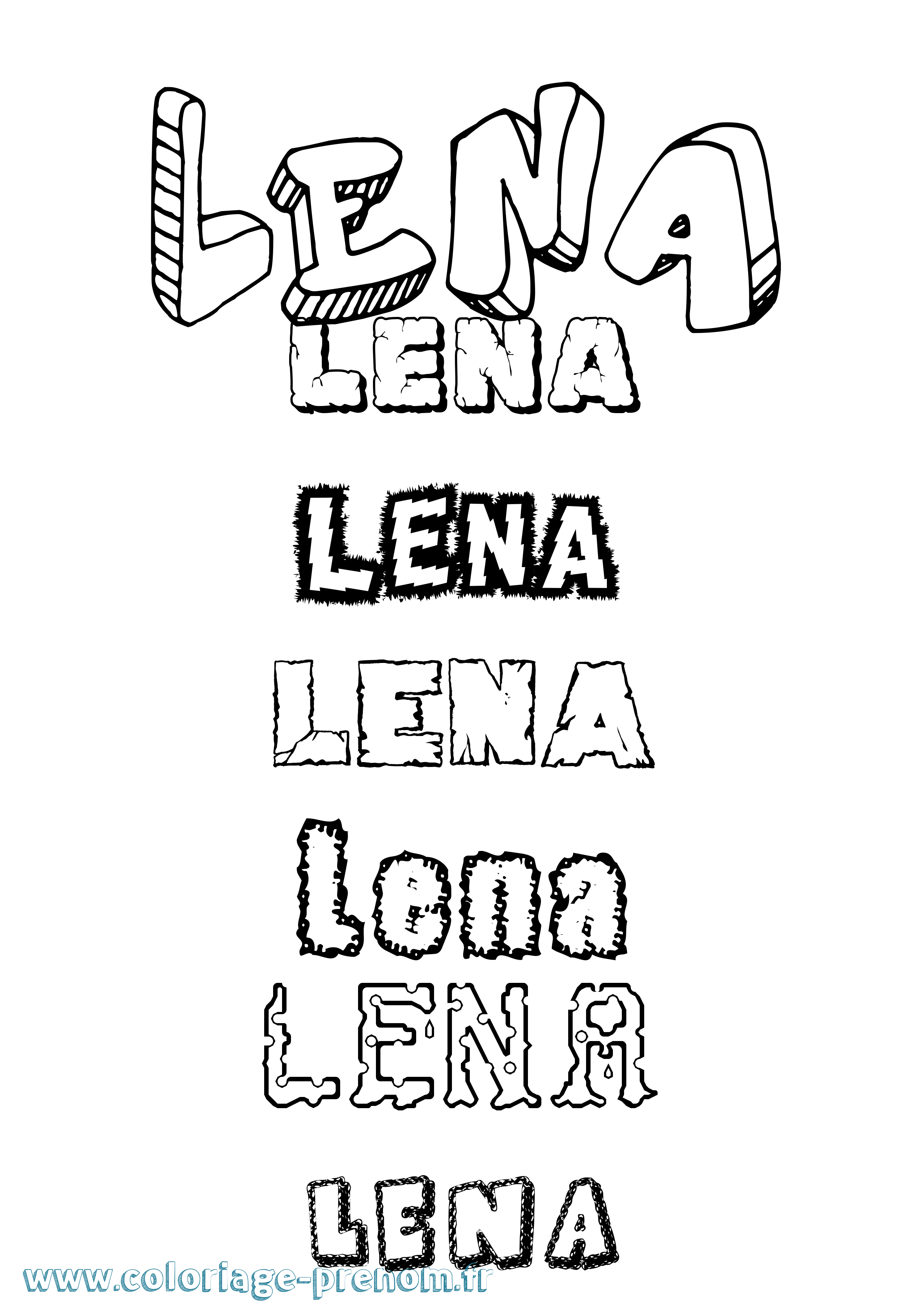 Coloriage prénom Lena Destructuré