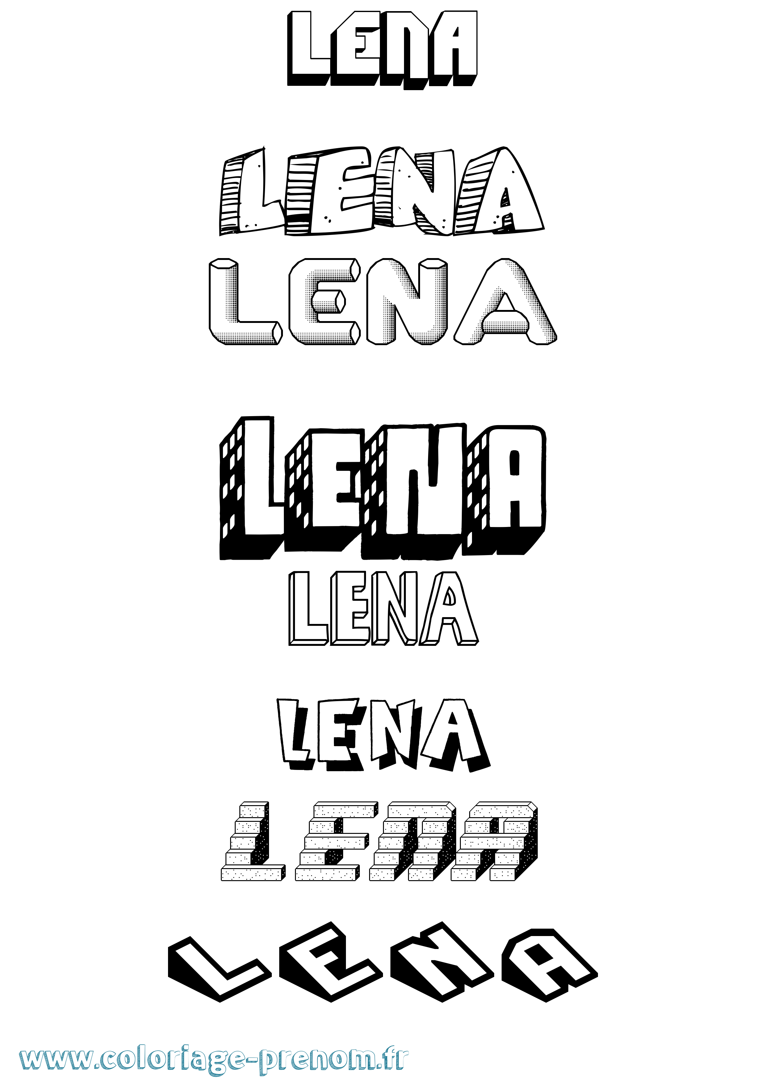 Coloriage prénom Lena Effet 3D