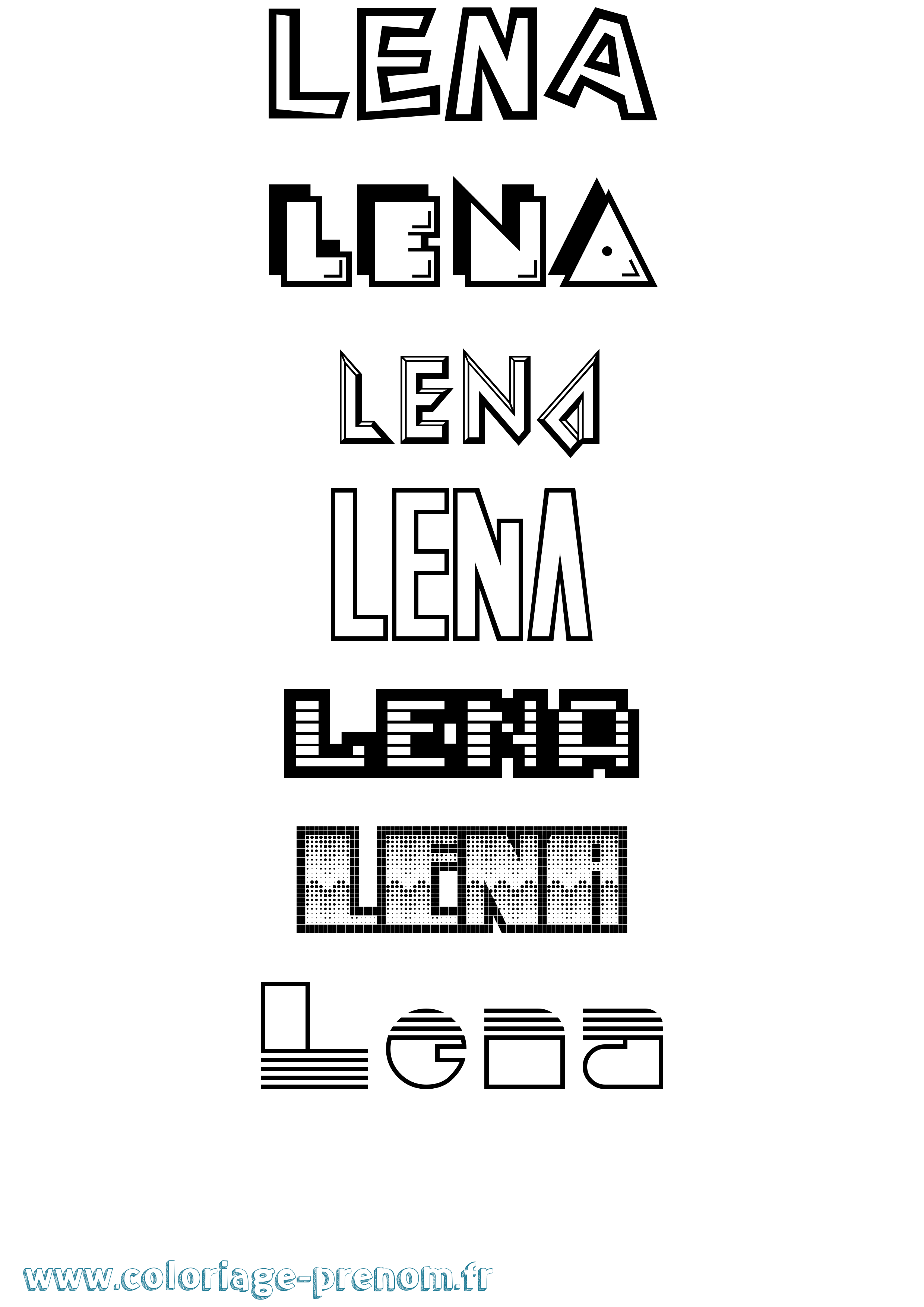 Coloriage prénom Lena Jeux Vidéos