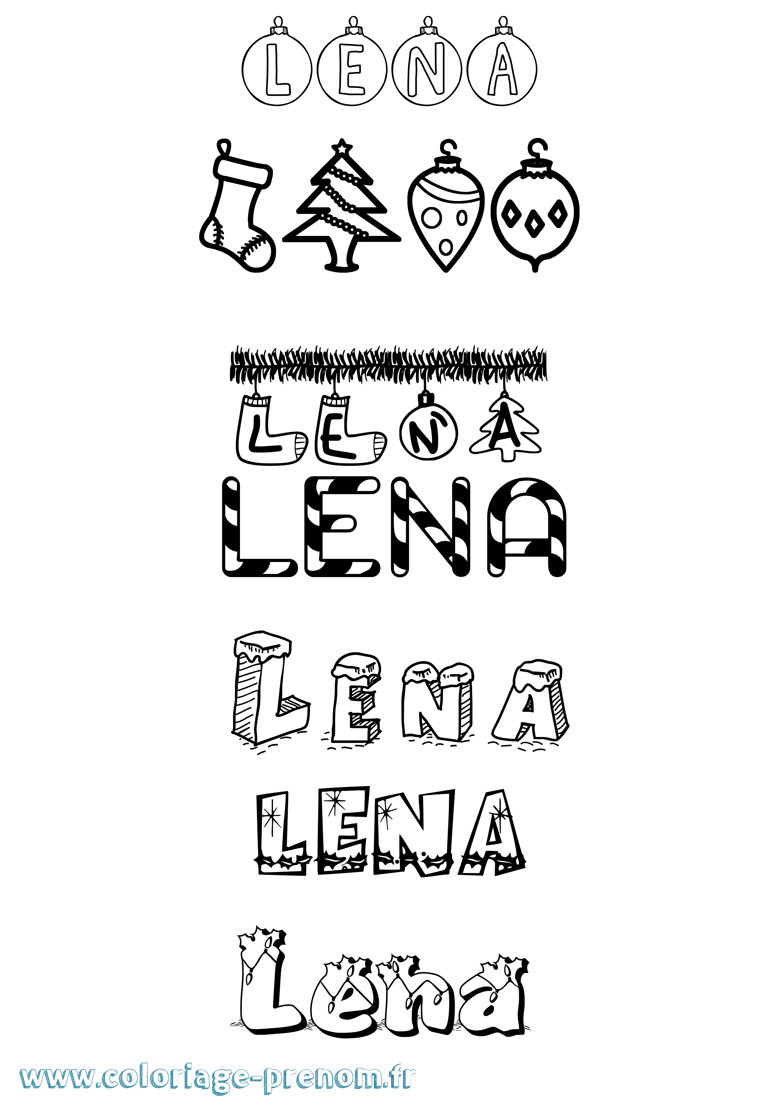 Coloriage prénom Lena Noël