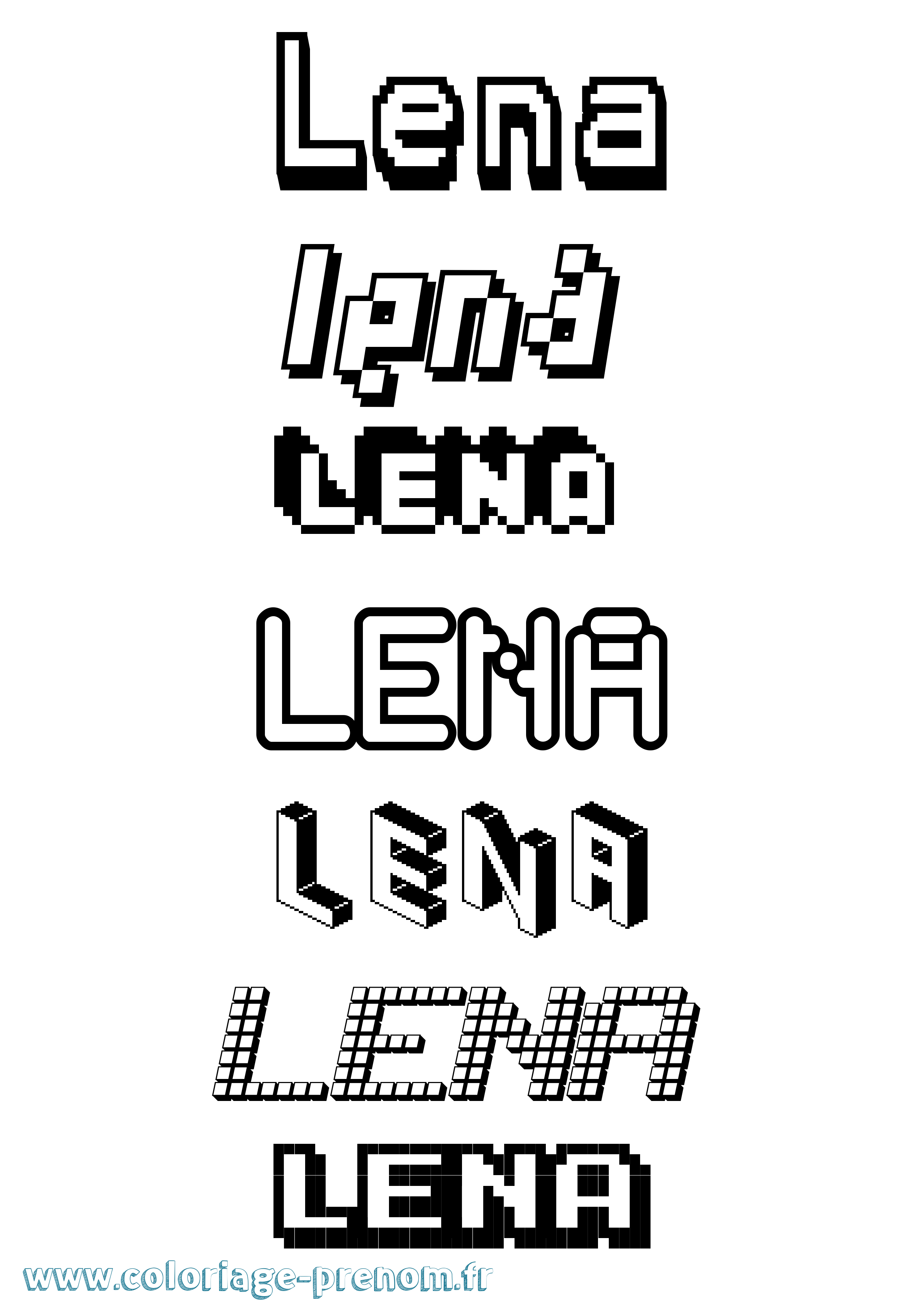 Coloriage prénom Lena Pixel
