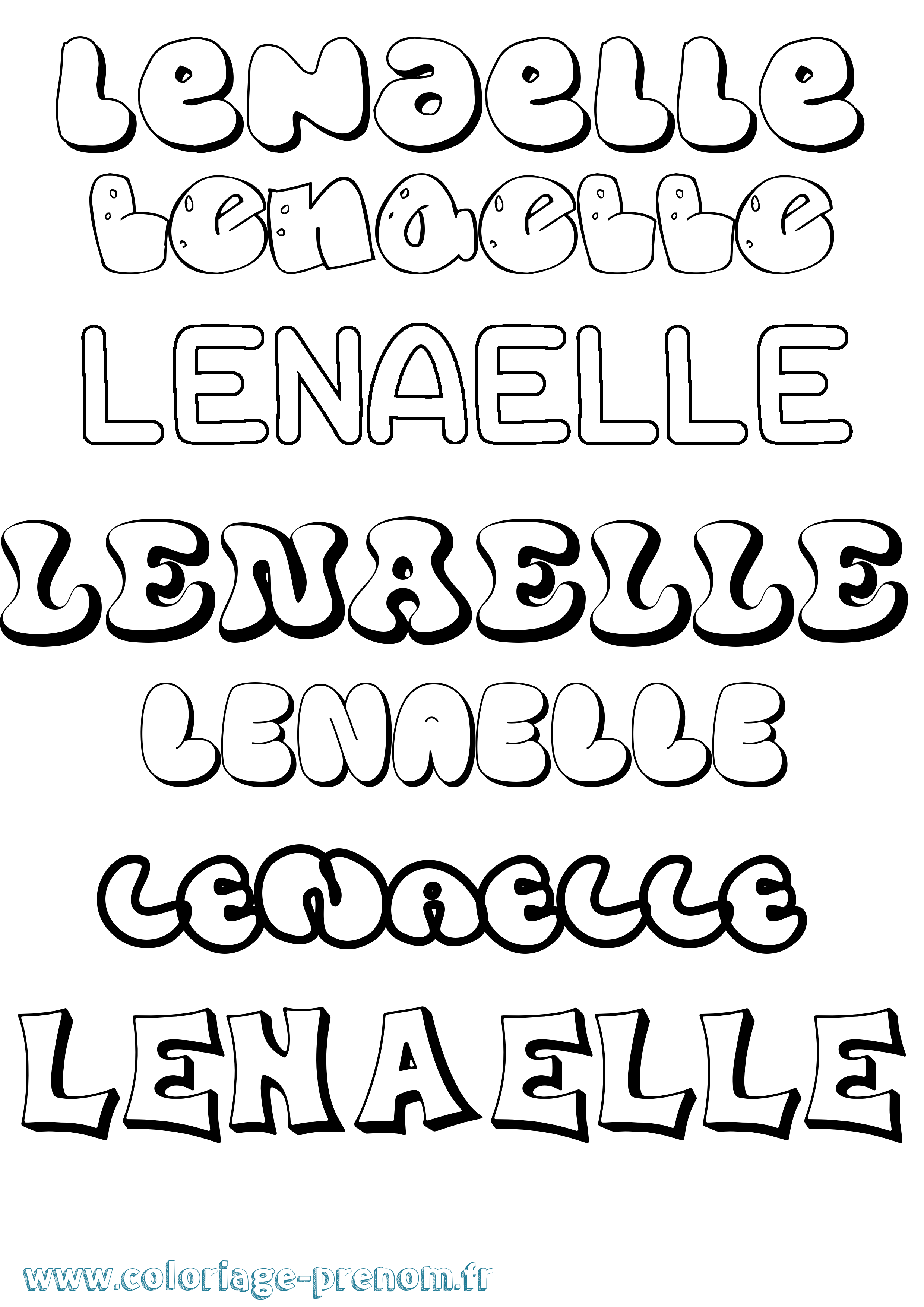 Coloriage Lenaelle Bubble Coloriage prénom Lenaelle Bubble