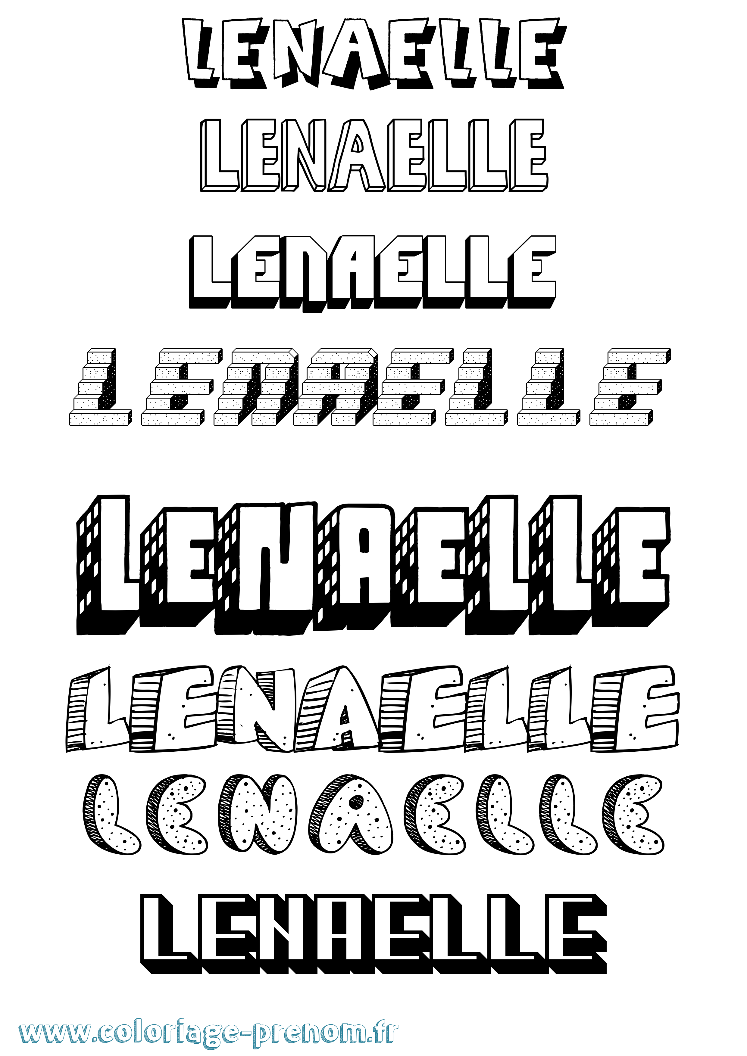 Coloriage Lenaelle Effet 3D Coloriage prénom Lenaelle Effet 3D