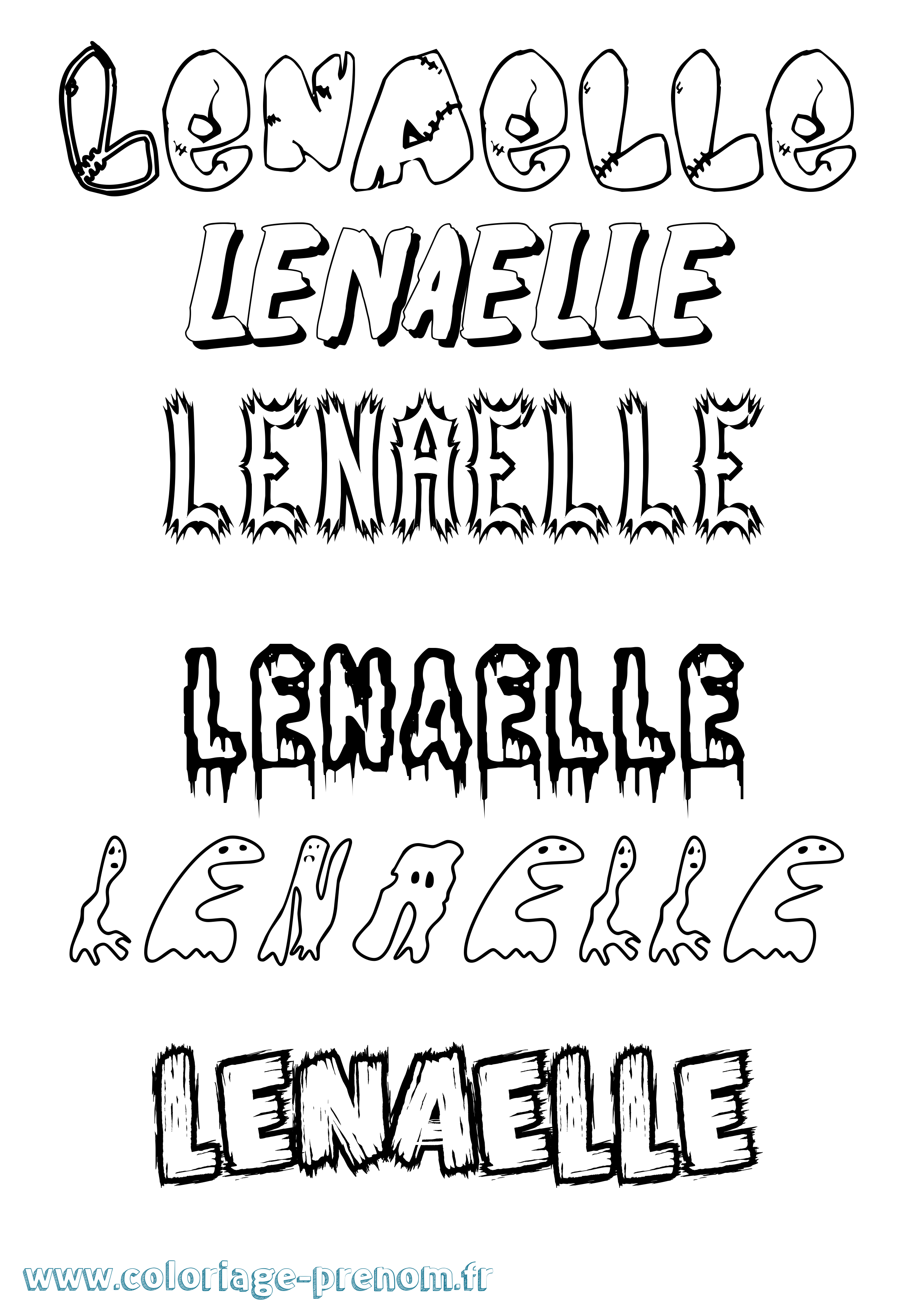 Coloriage Lenaelle Frisson Coloriage prénom Lenaelle Frisson