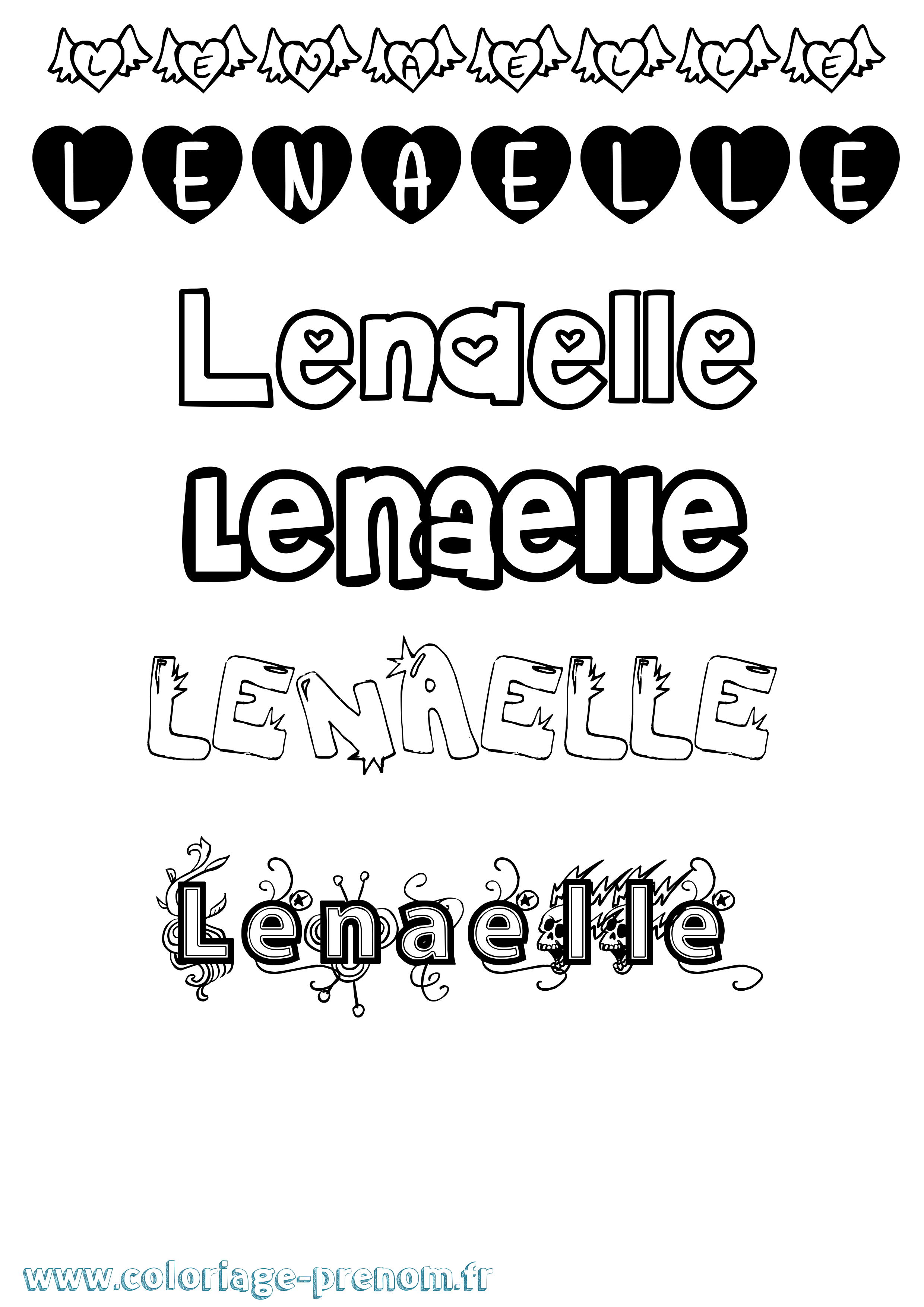Coloriage Lenaelle Girly Coloriage prénom Lenaelle Girly