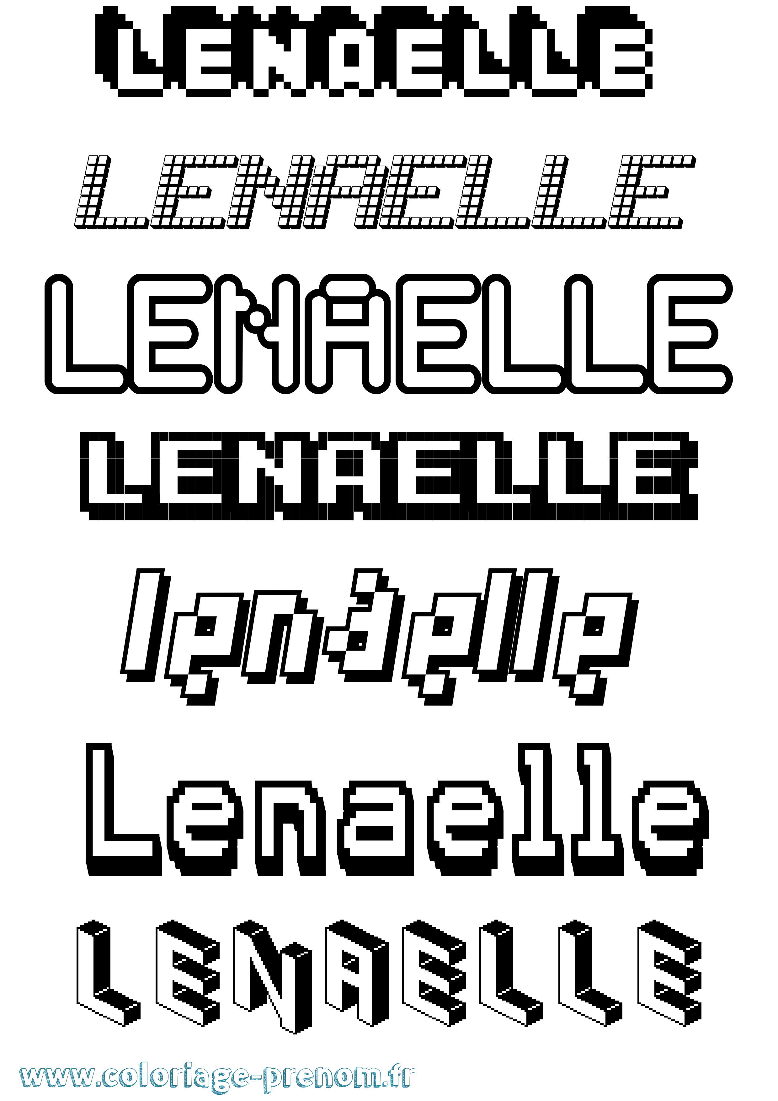 Coloriage Lenaelle Pixel Coloriage prénom Lenaelle Pixel
