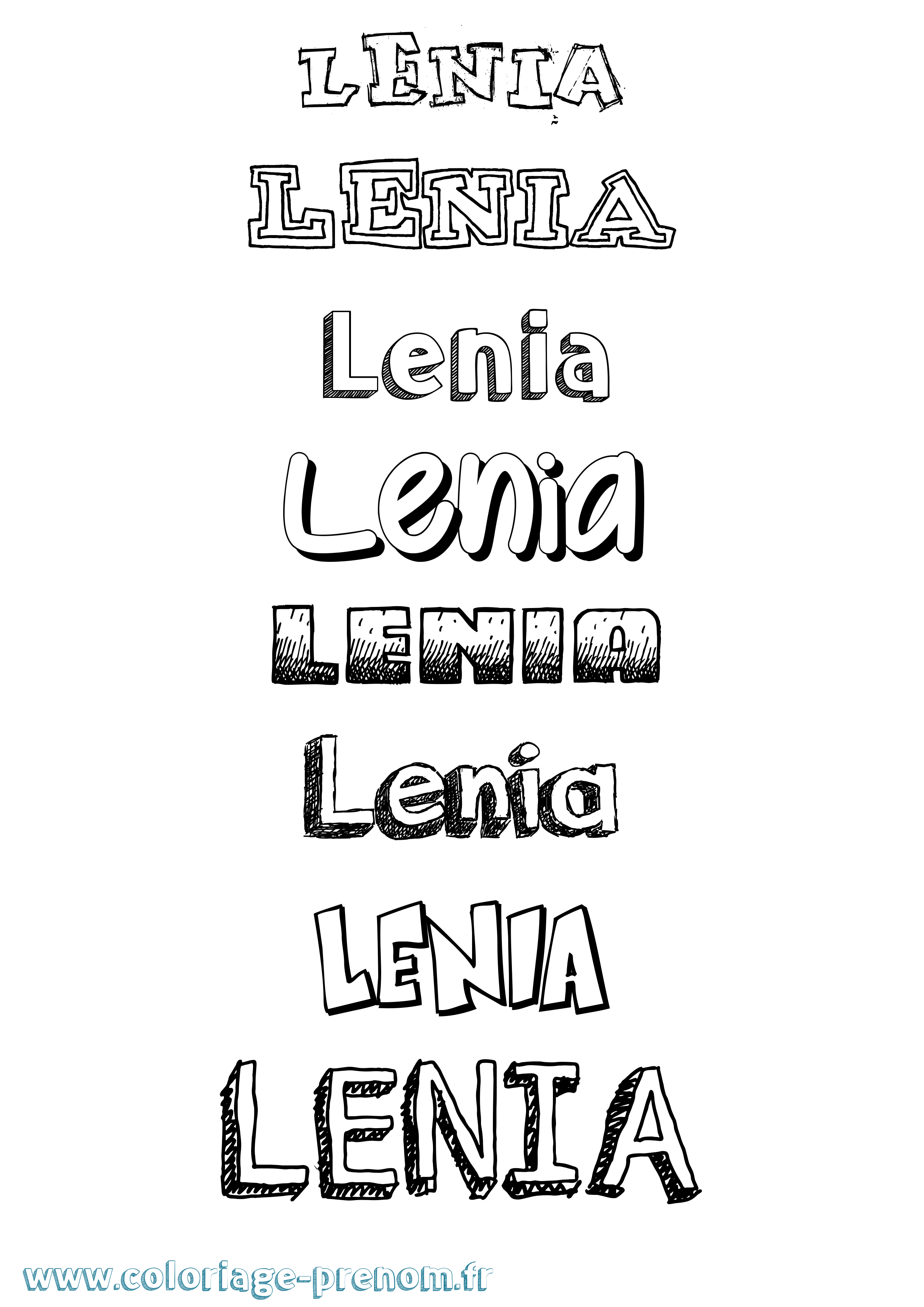 Coloriage prénom Lenia Dessiné