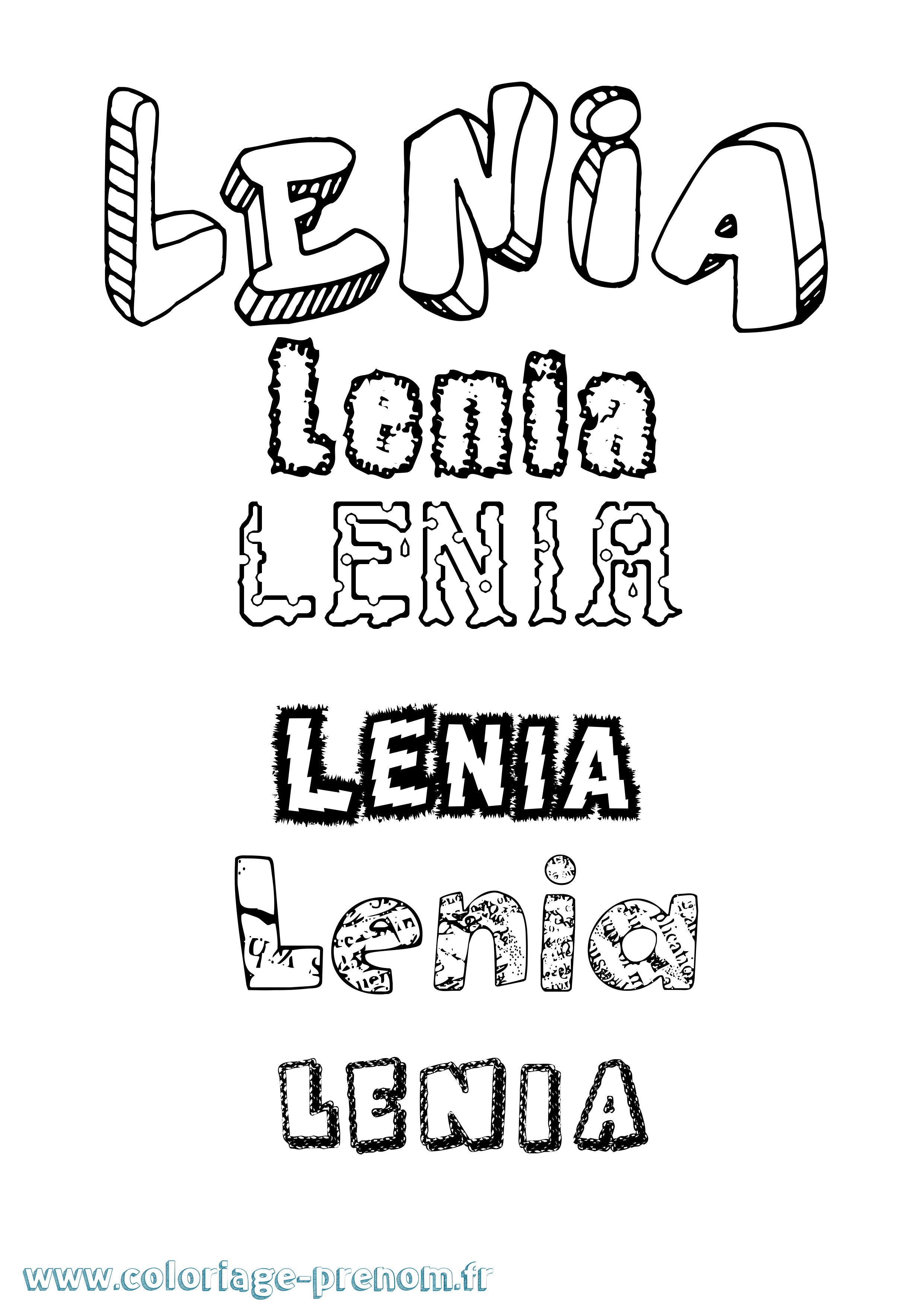 Coloriage prénom Lenia Destructuré