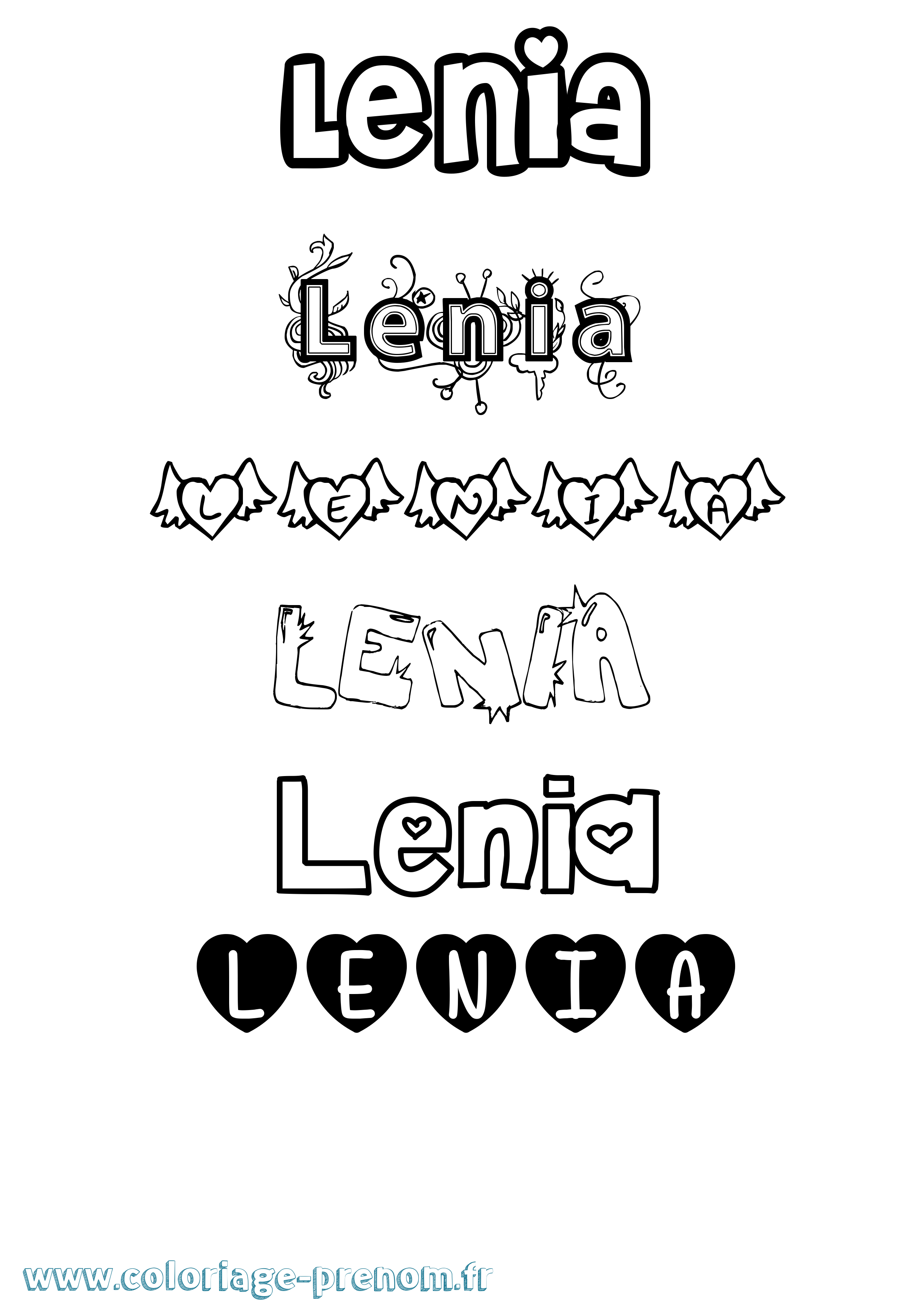 Coloriage prénom Lenia Girly