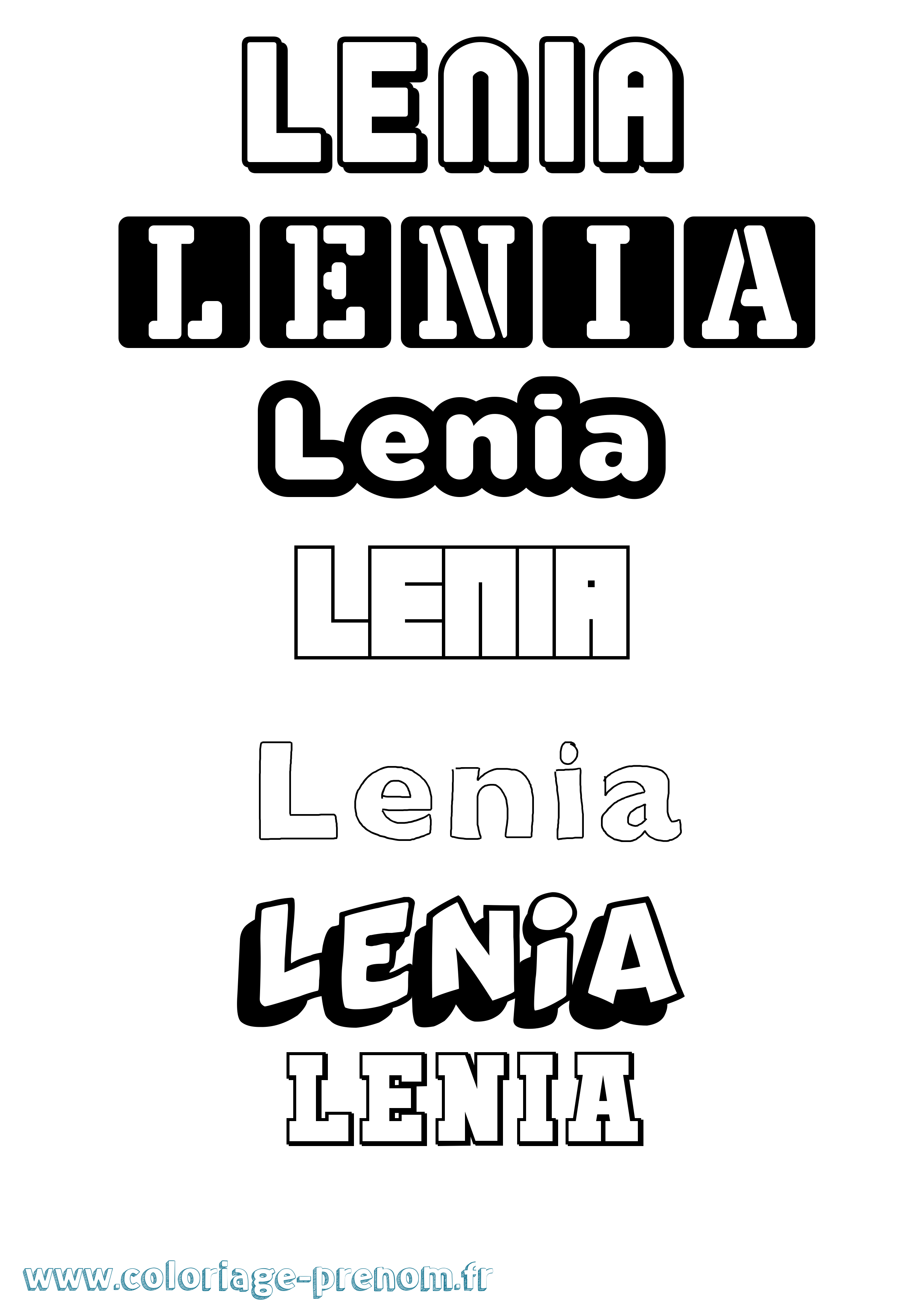 Coloriage prénom Lenia Simple