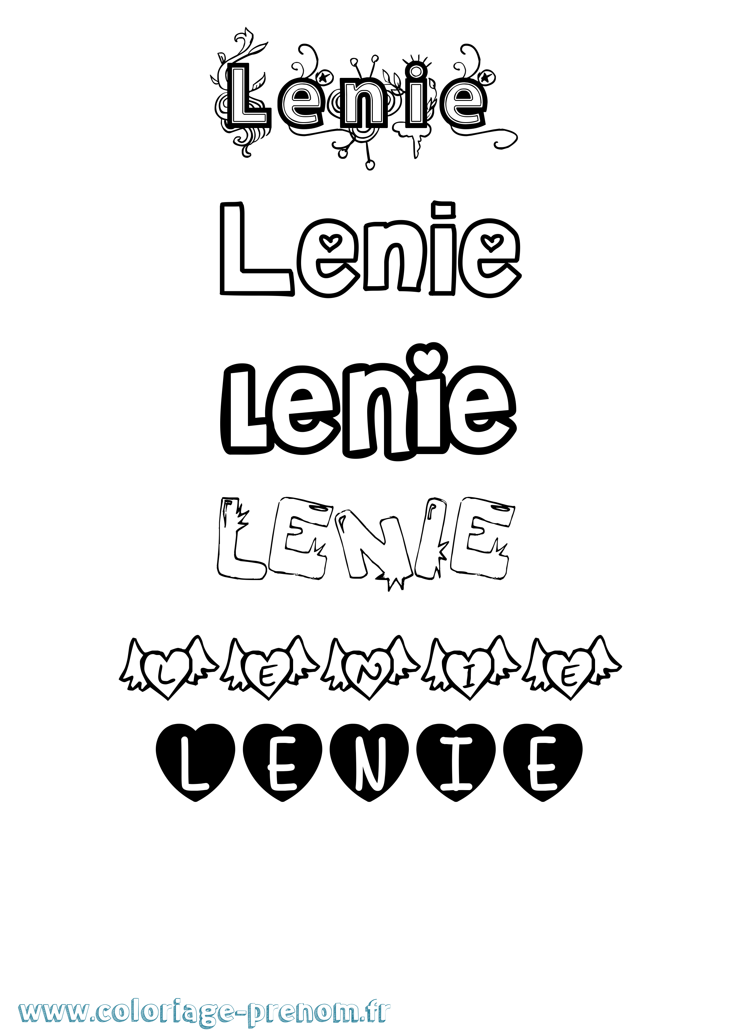 Coloriage prénom Lenie Girly