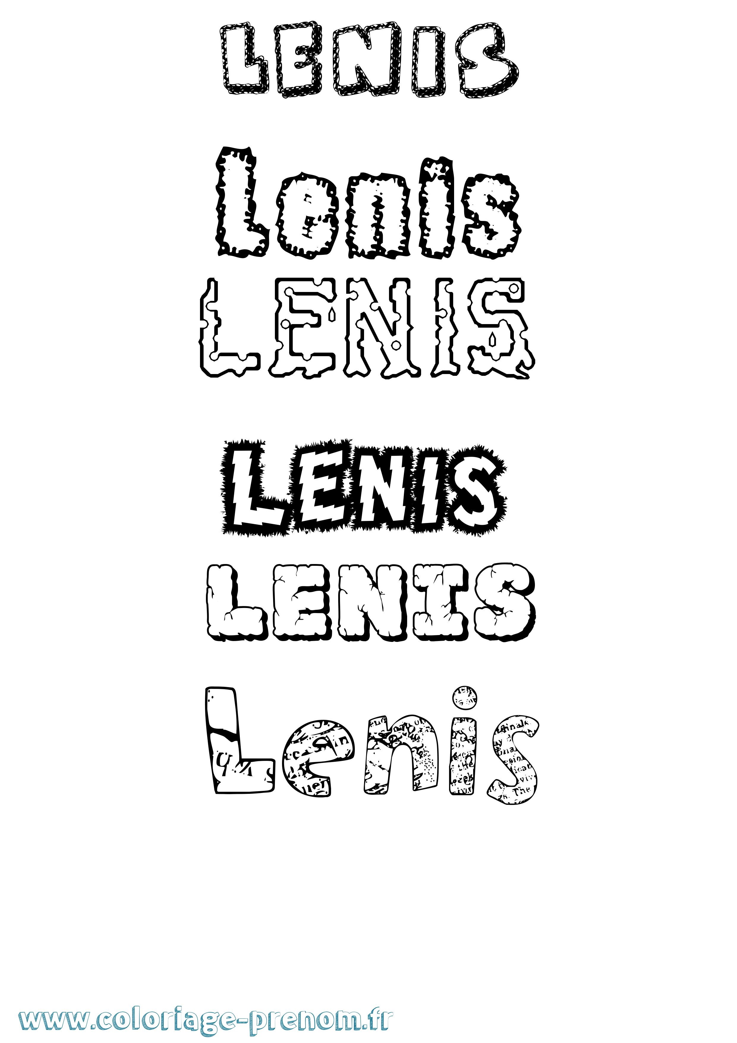 Coloriage prénom Lenis Destructuré