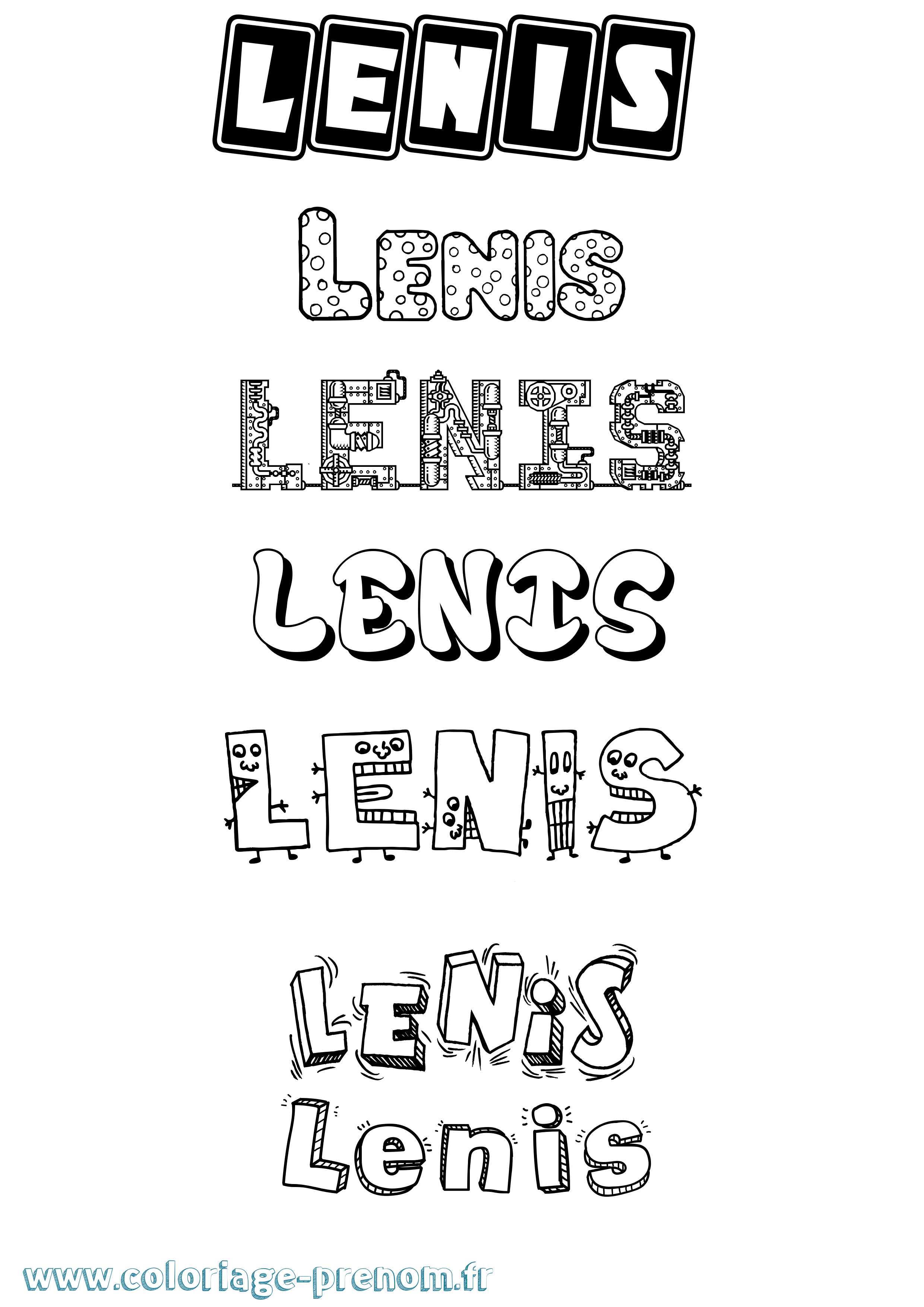 Coloriage prénom Lenis Fun