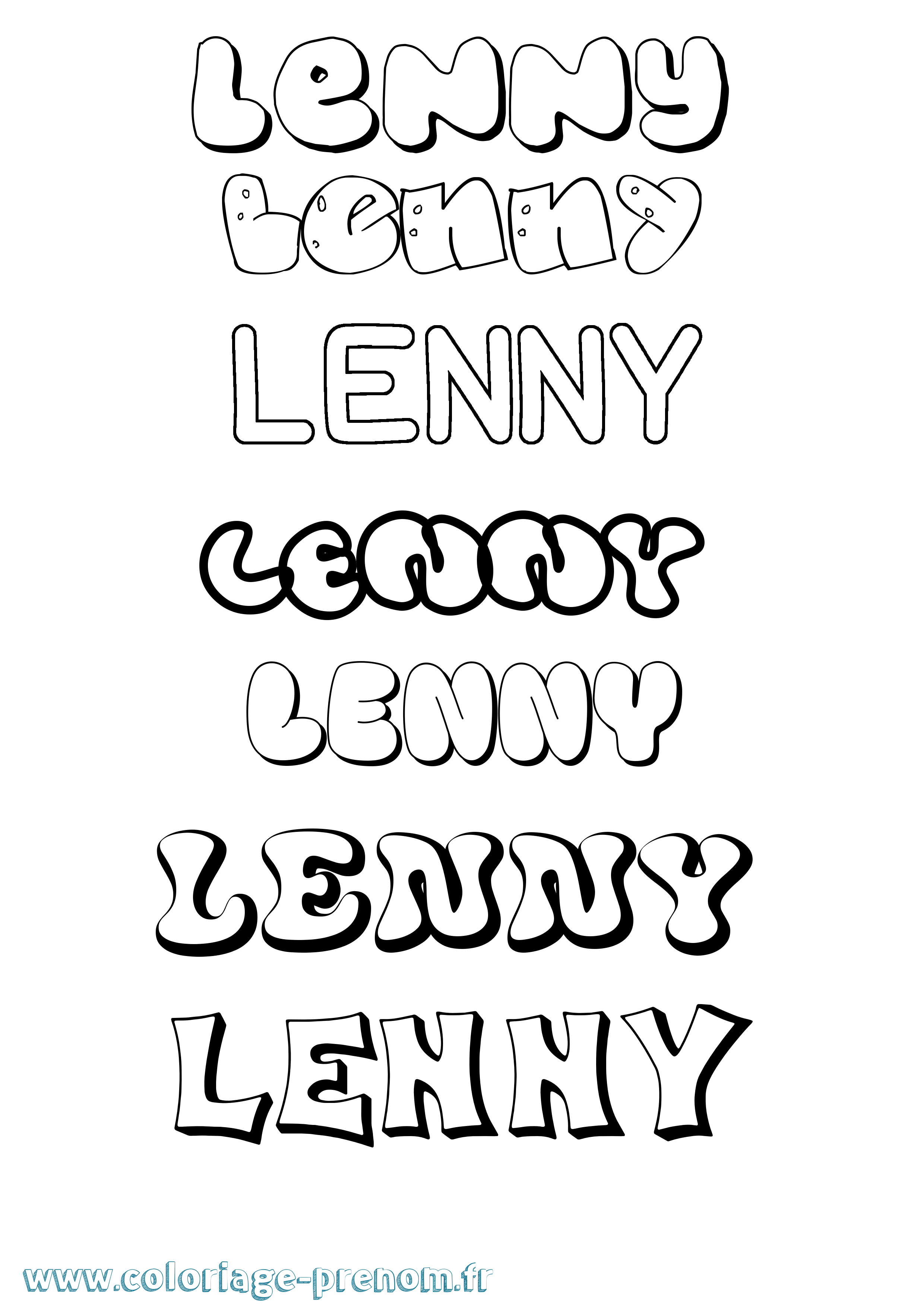 Coloriage prénom Lenny Bubble
