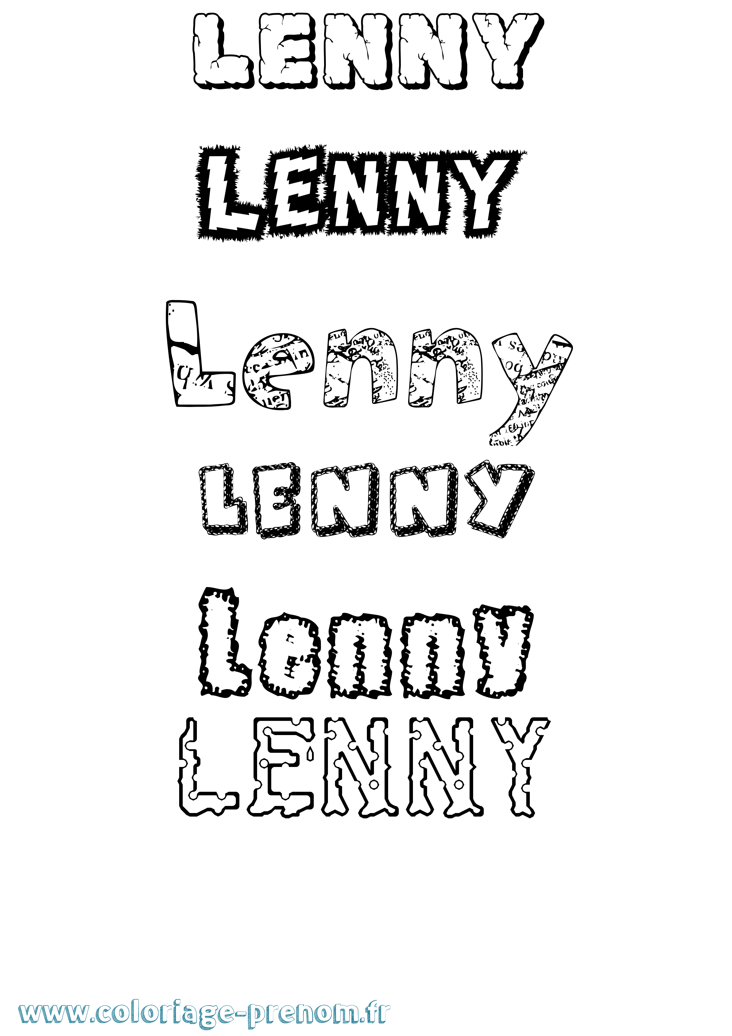Coloriage prénom Lenny Destructuré
