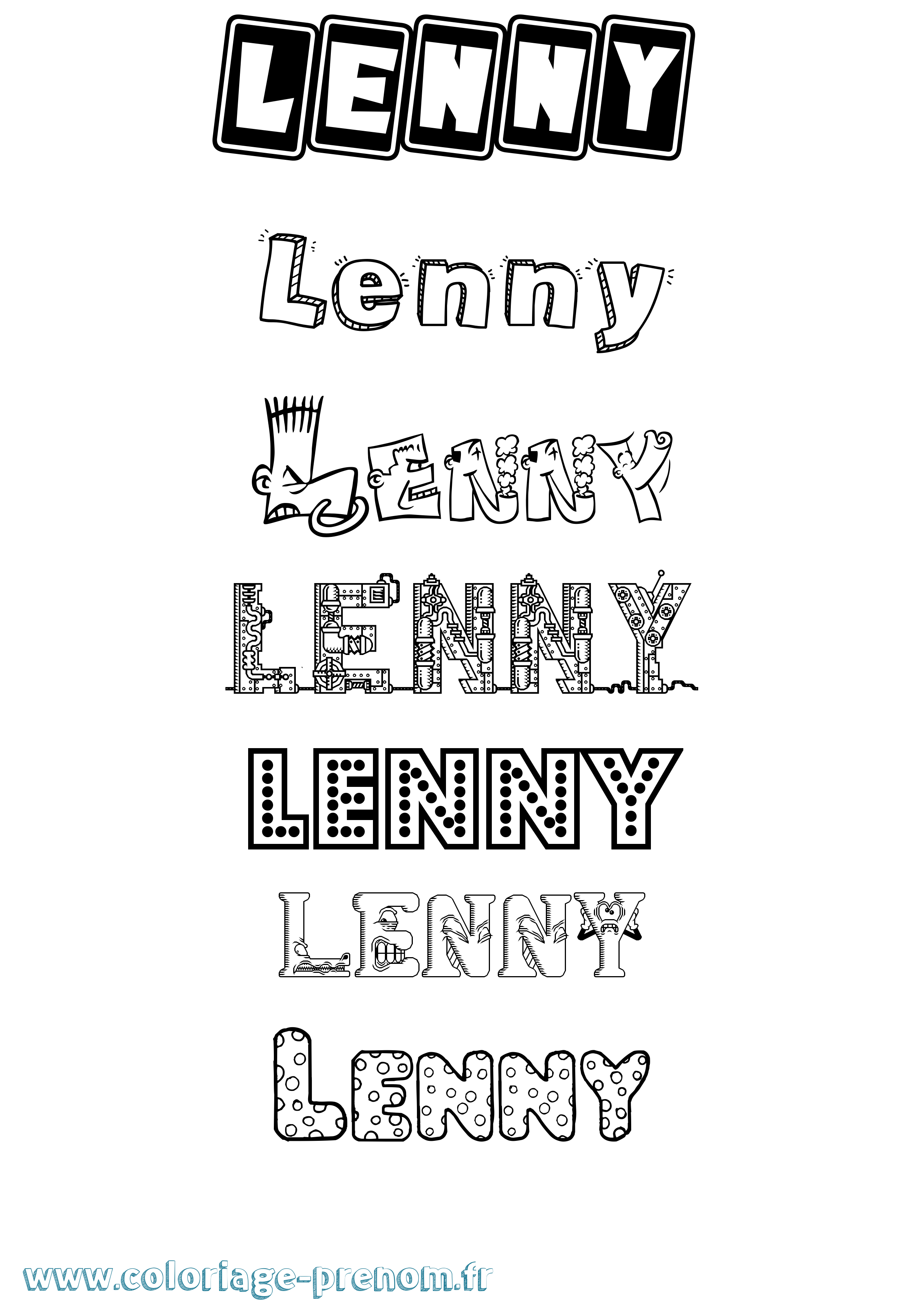 Coloriage prénom Lenny Fun