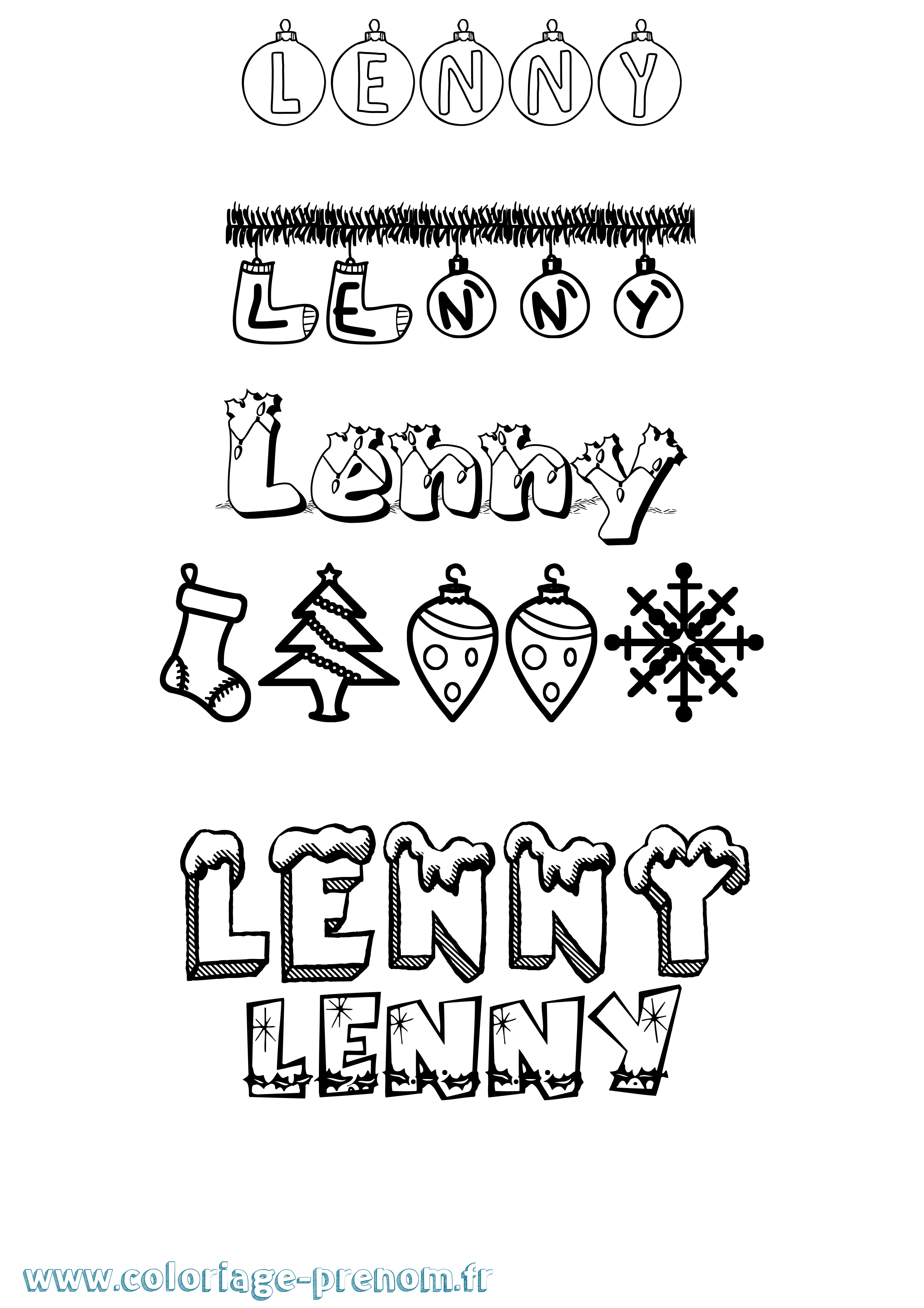 Coloriage prénom Lenny Noël