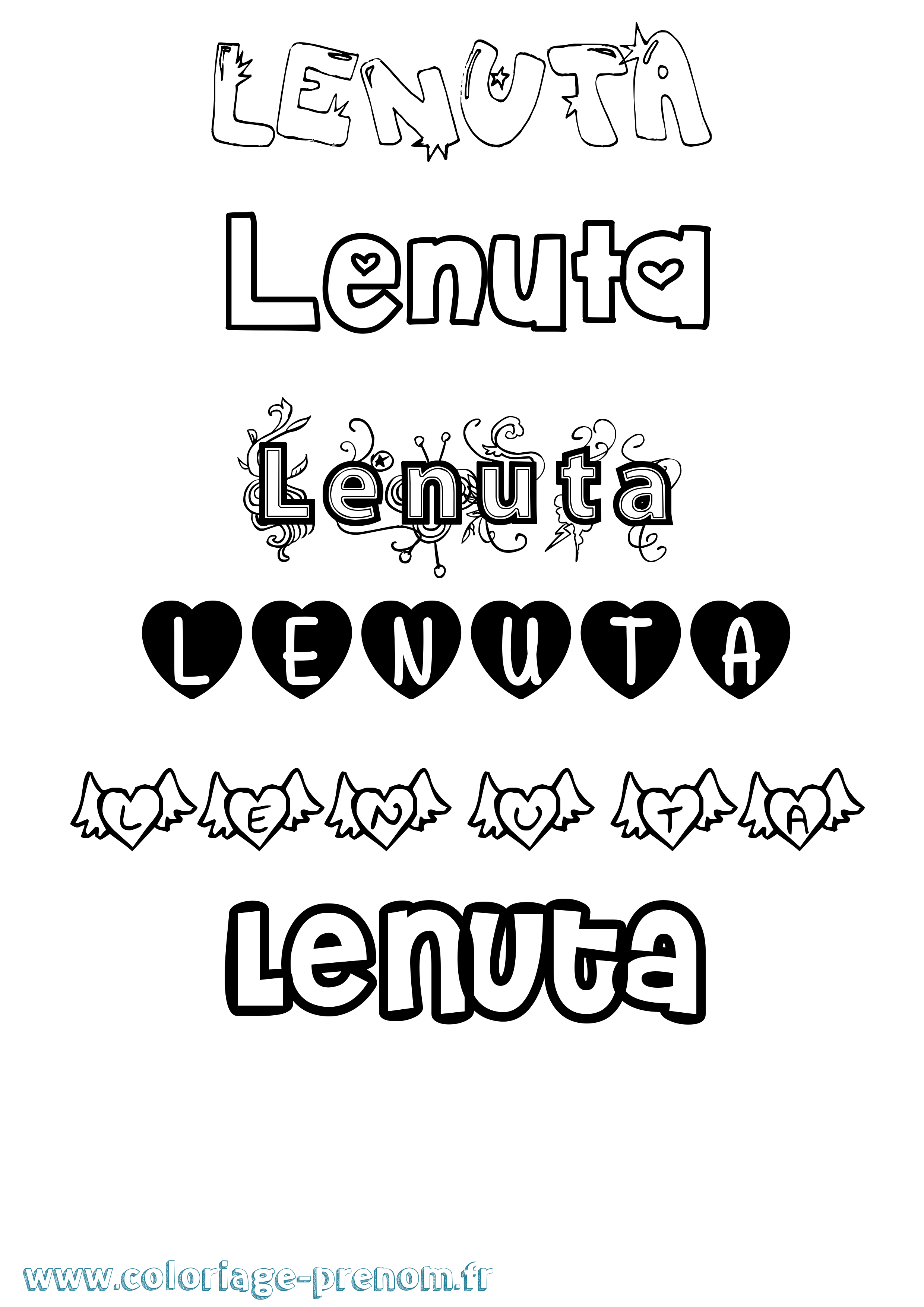 Coloriage prénom Lenuta Girly