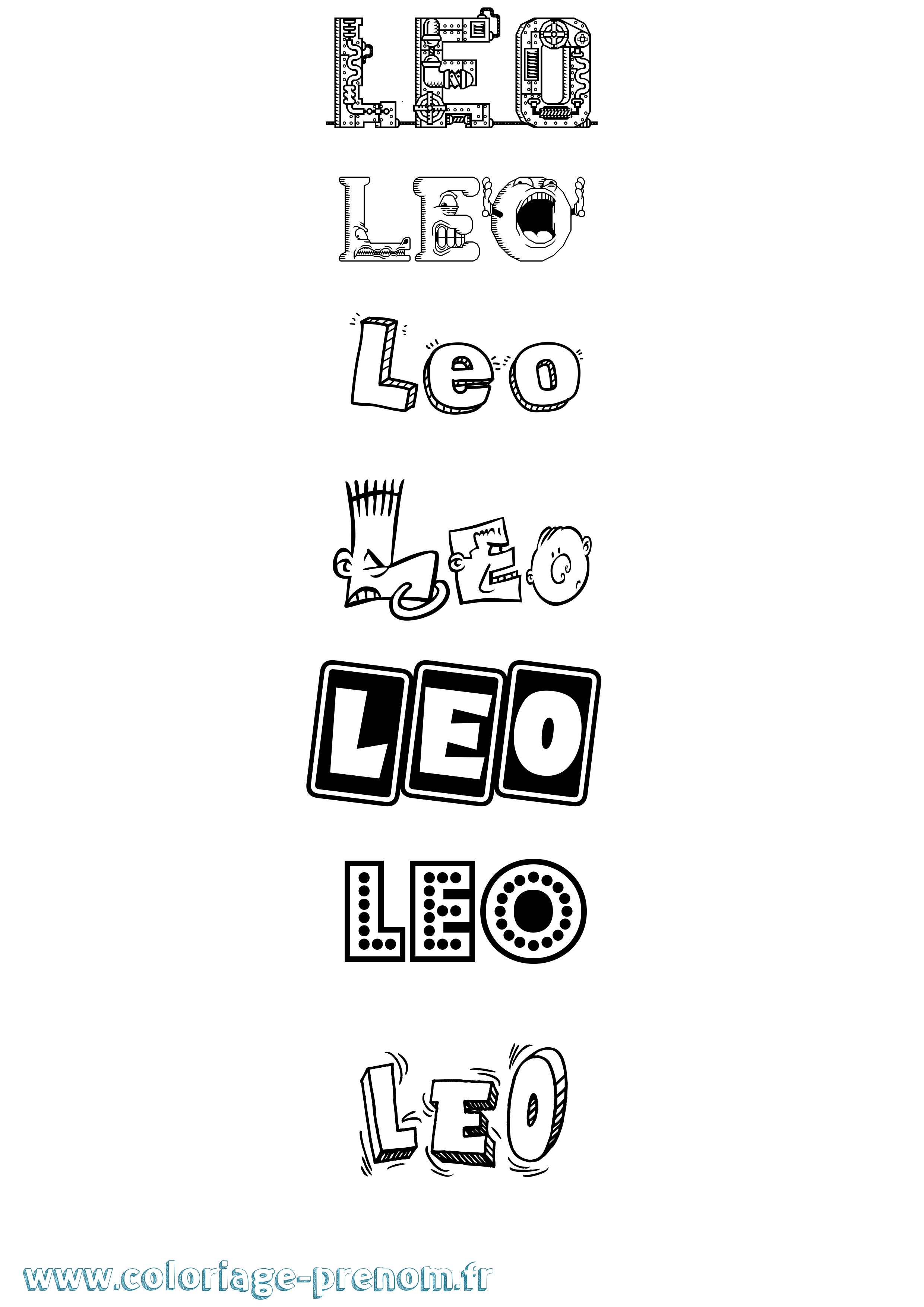Coloriage prénom Leo Fun