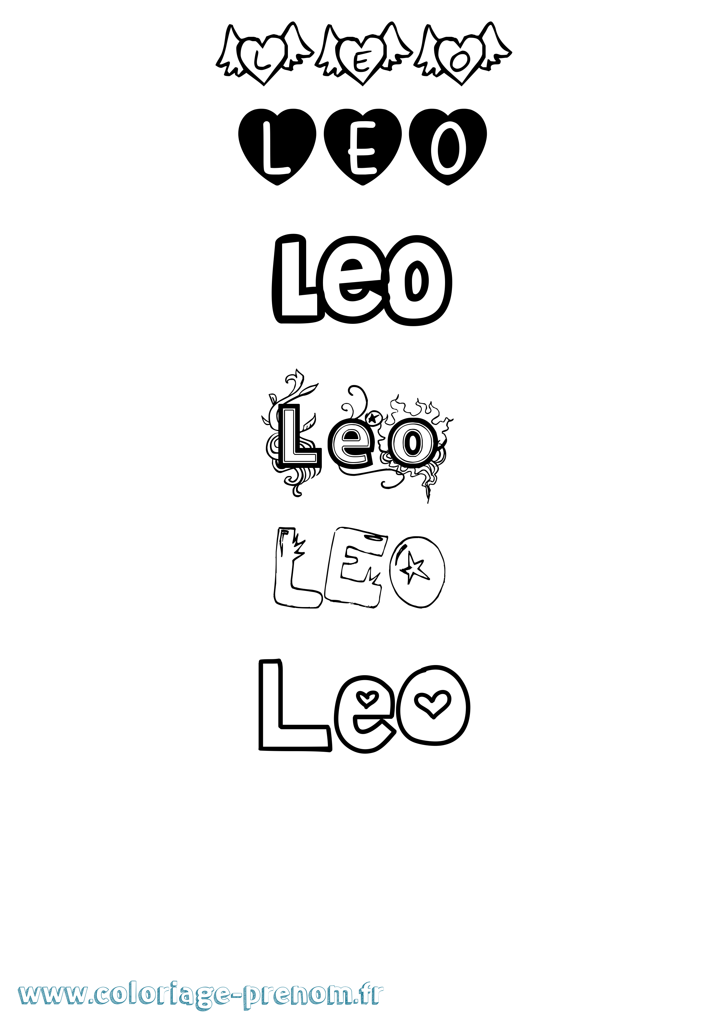 Coloriage prénom Leo Girly