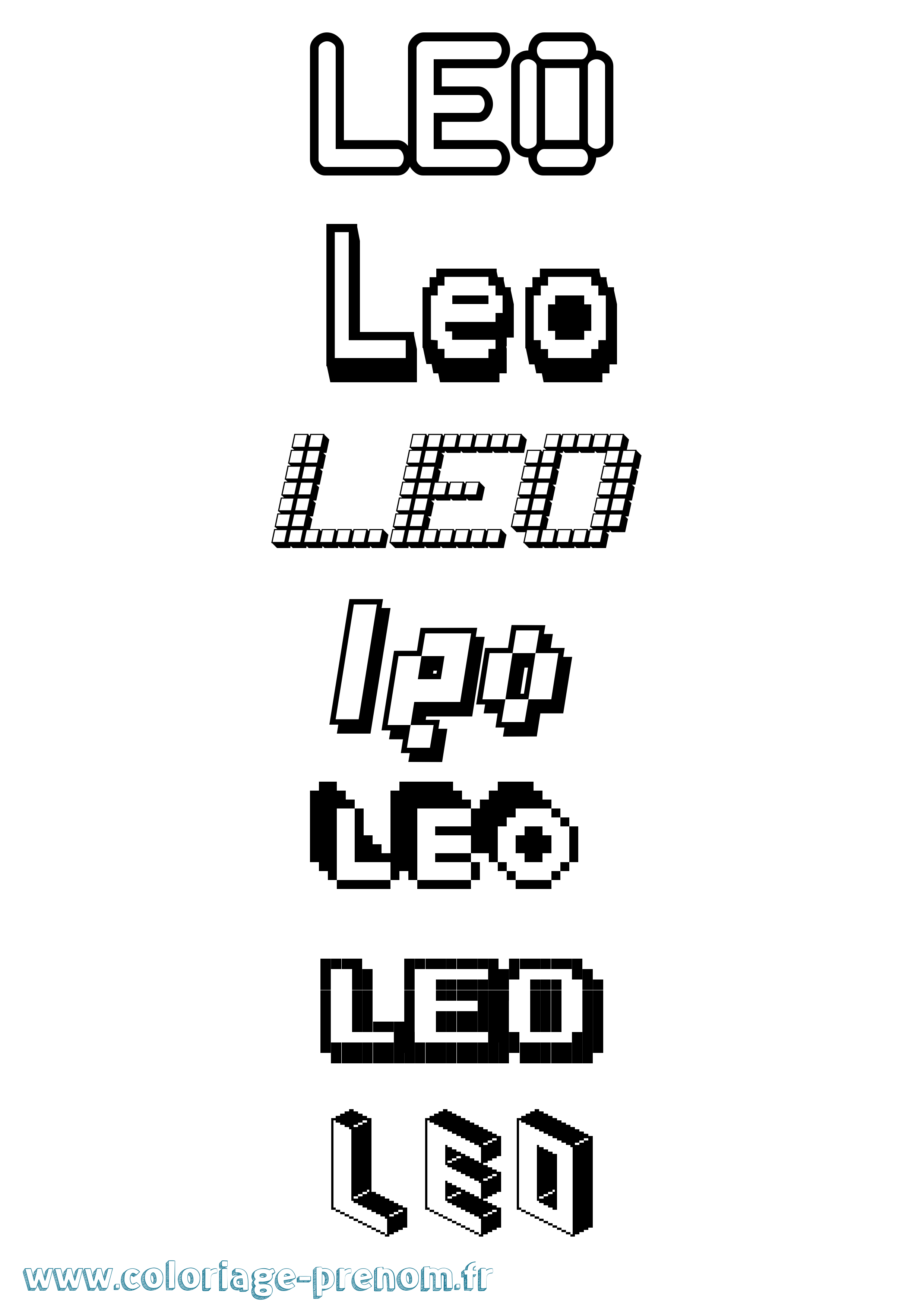 Coloriage prénom Leo Pixel
