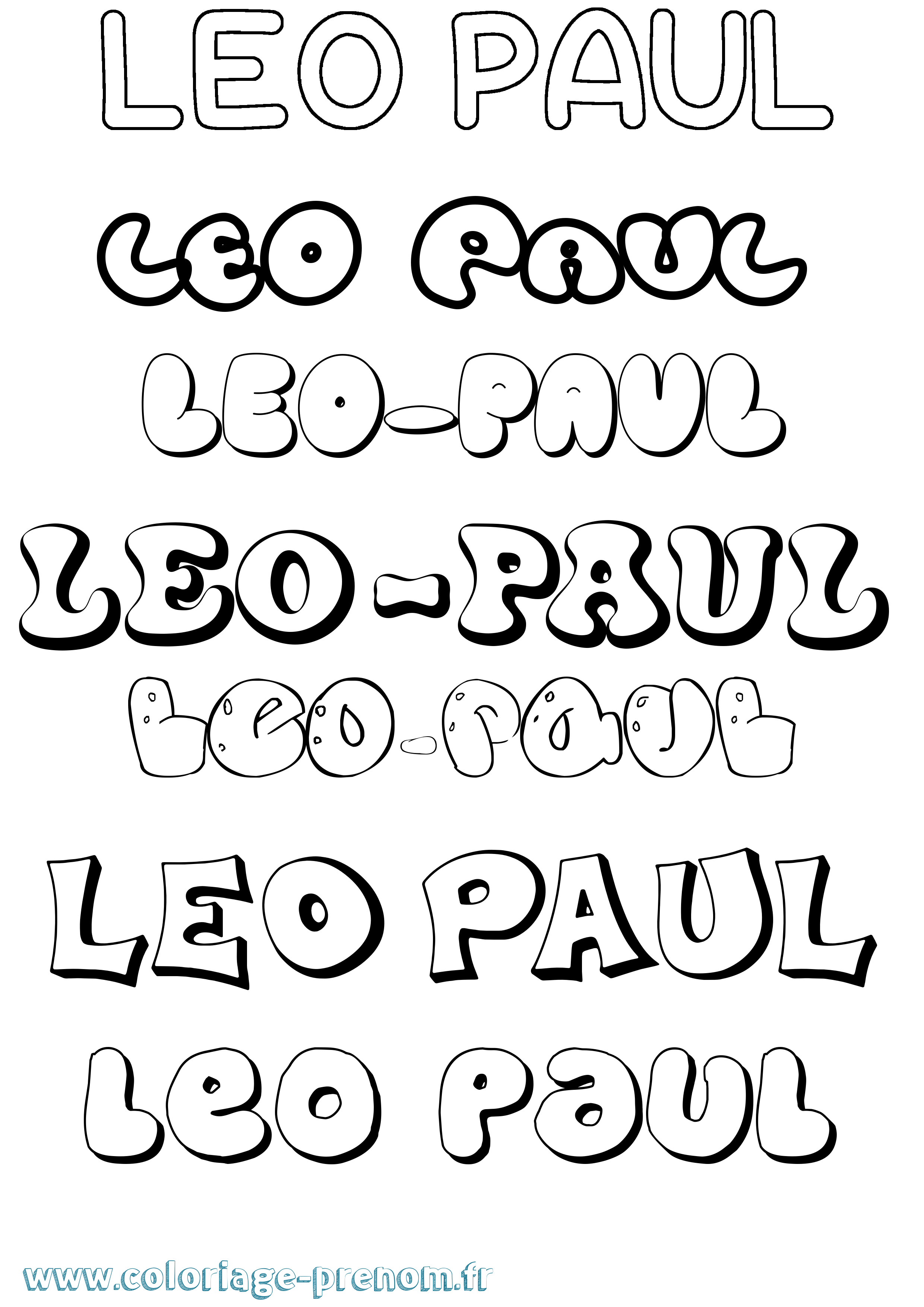 Coloriage prénom Leo-Paul Bubble