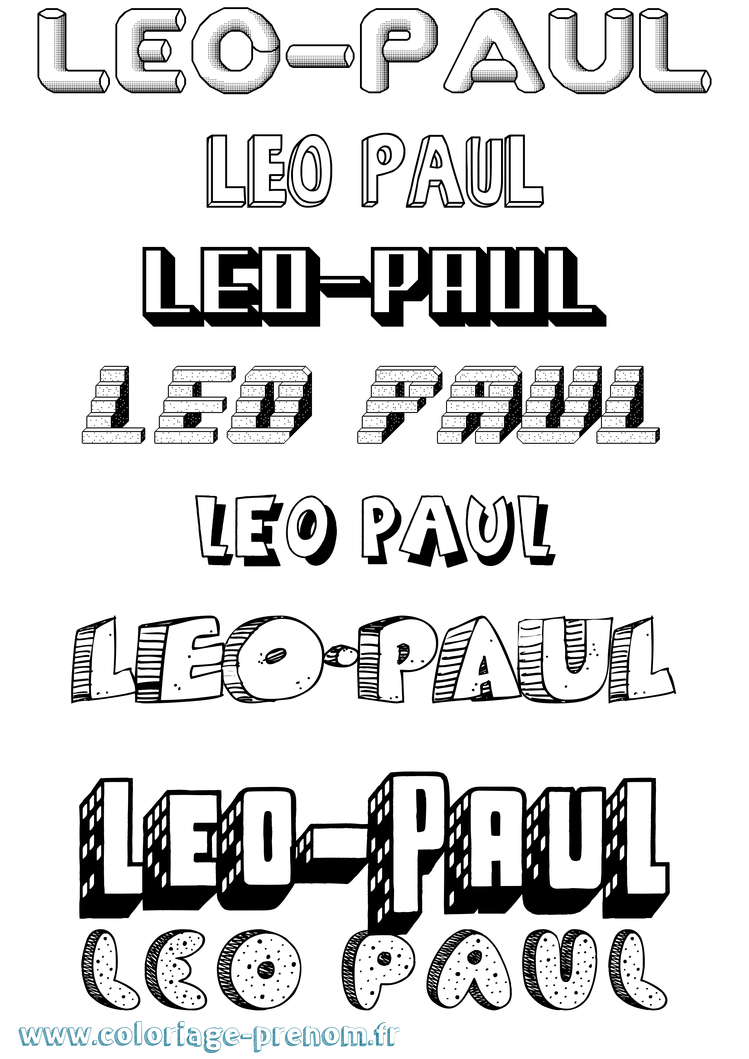 Coloriage prénom Leo-Paul Effet 3D