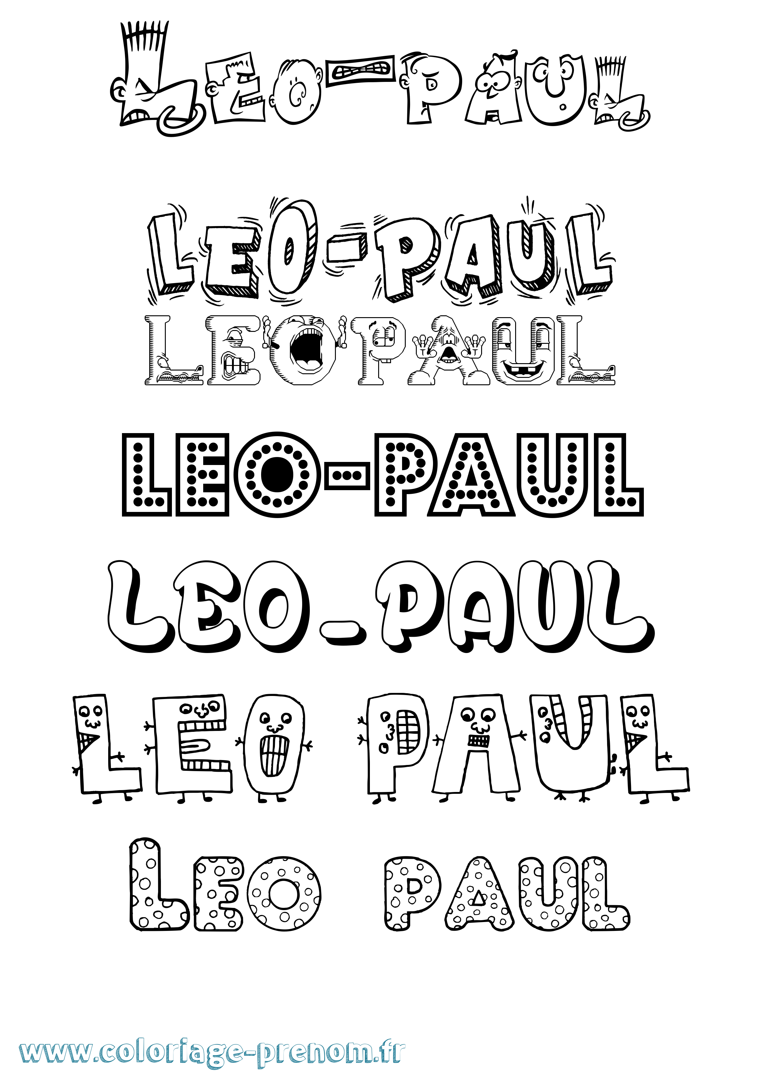 Coloriage prénom Leo-Paul Fun