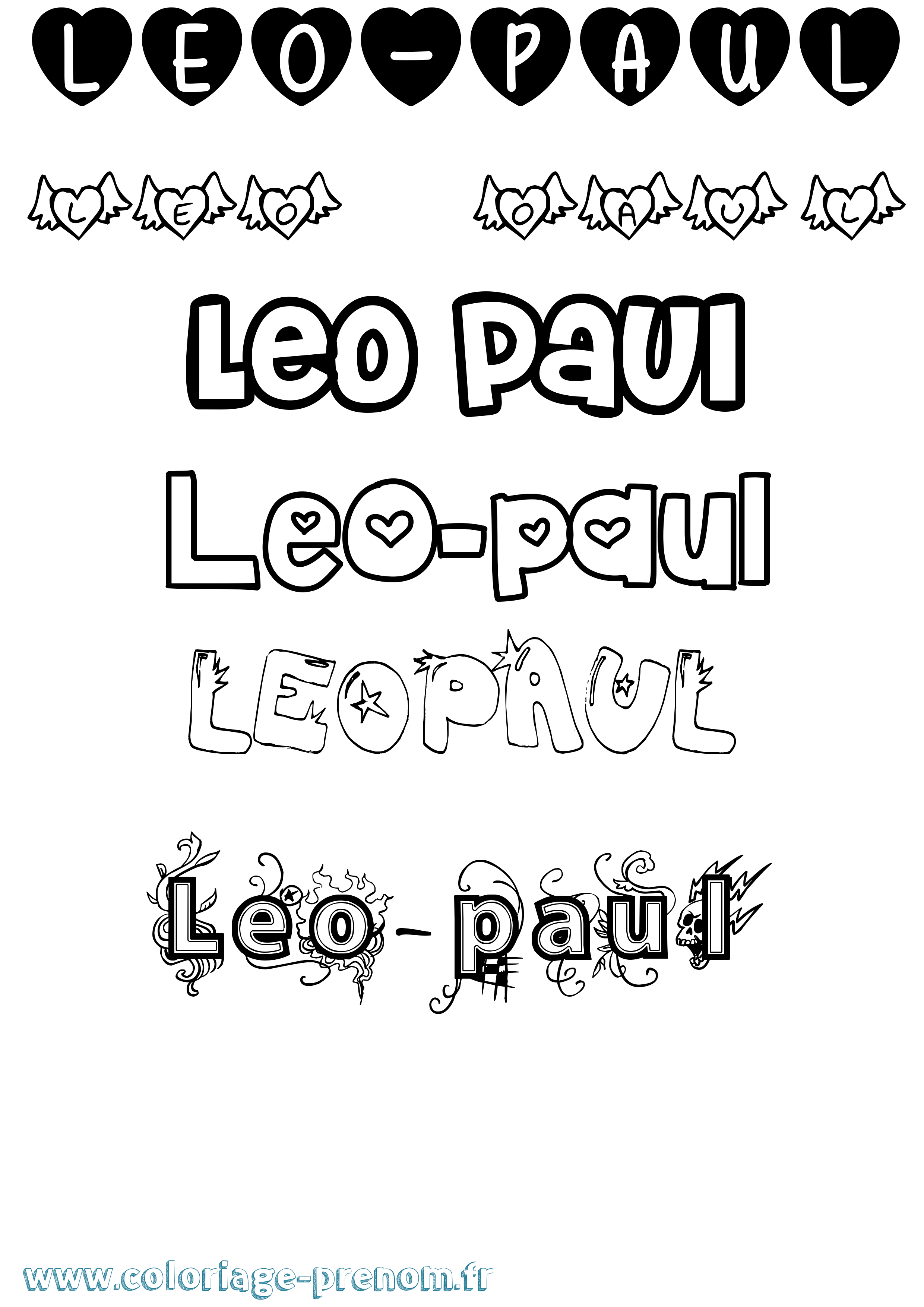 Coloriage prénom Leo-Paul Girly