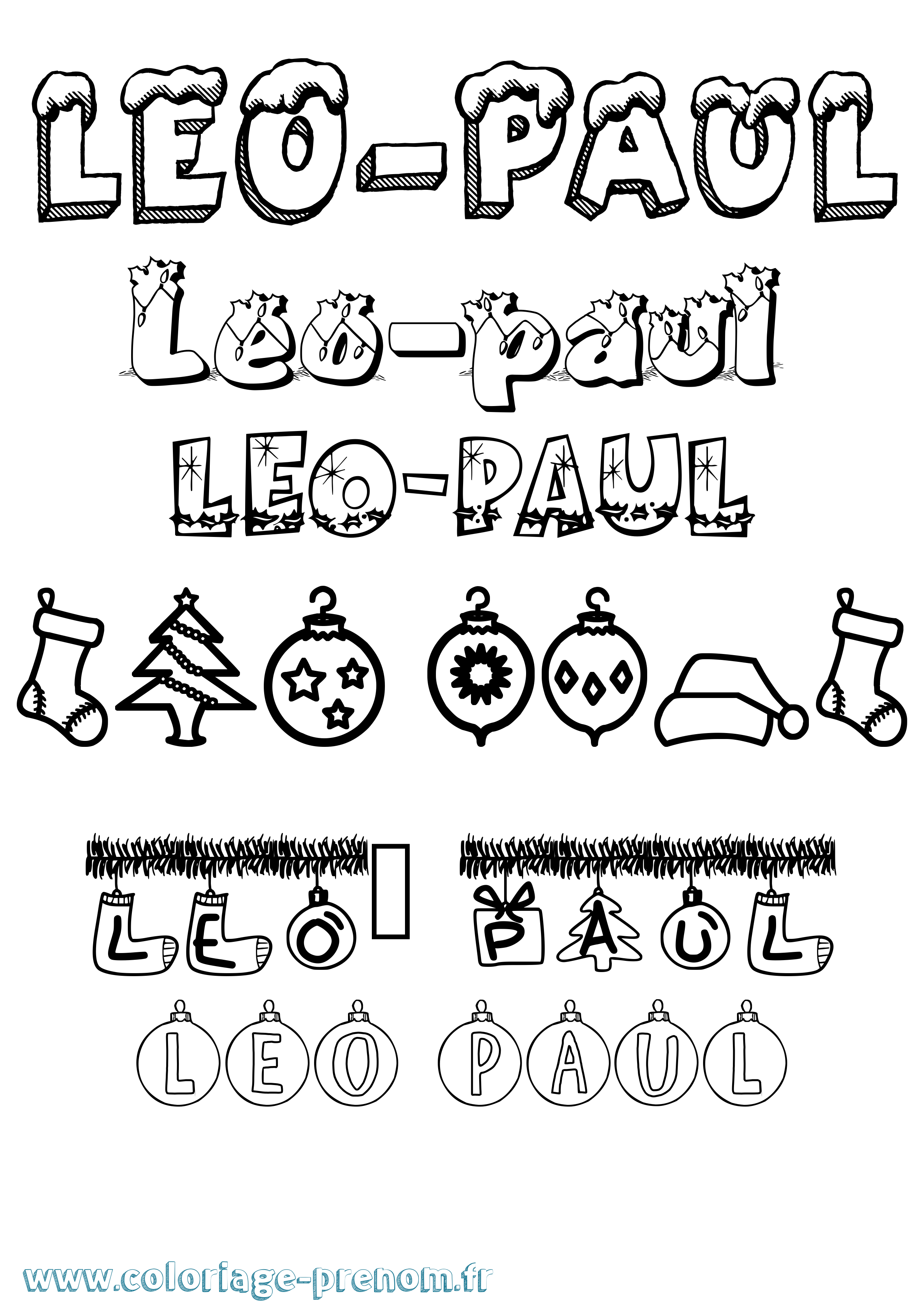 Coloriage prénom Leo-Paul Noël