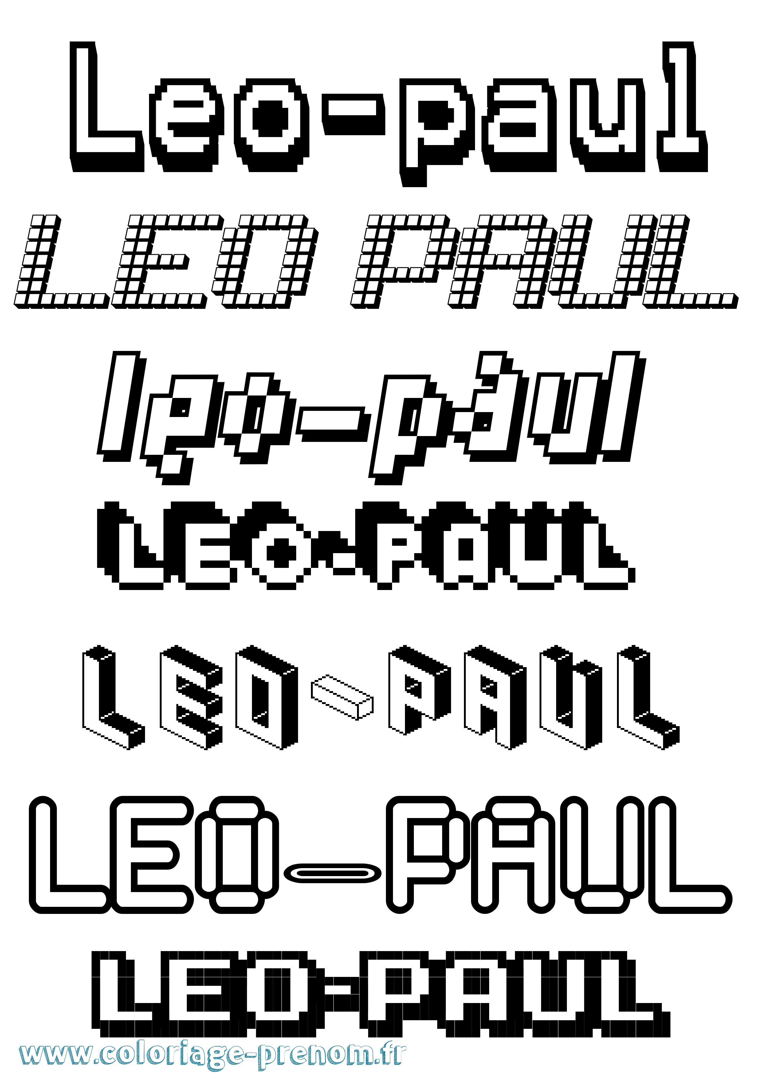 Coloriage prénom Leo-Paul Pixel