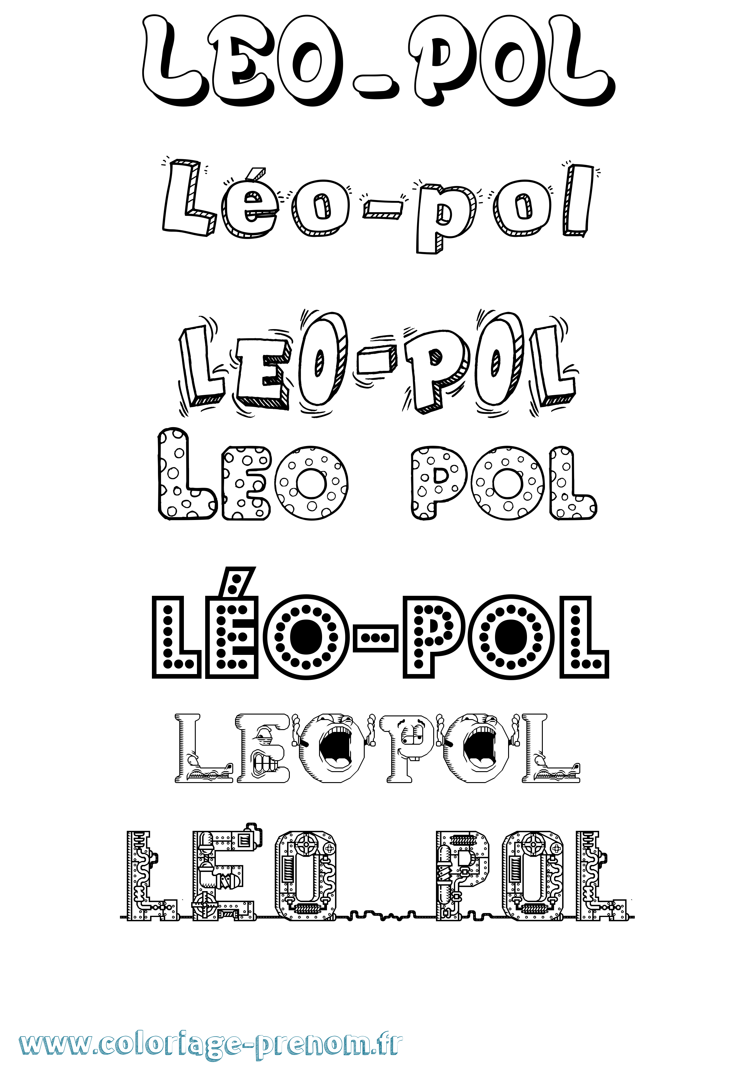 Coloriage prénom Léo-Pol Fun