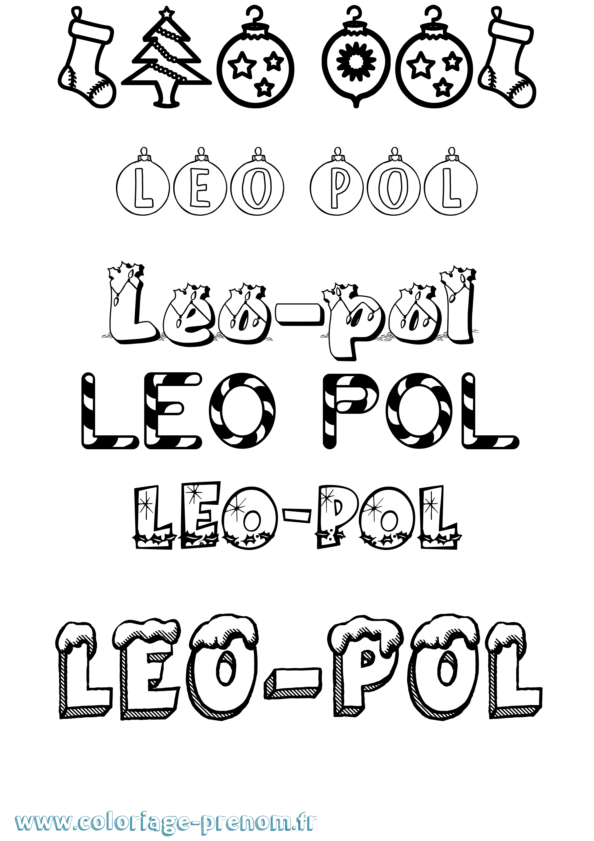 Coloriage prénom Léo-Pol Noël