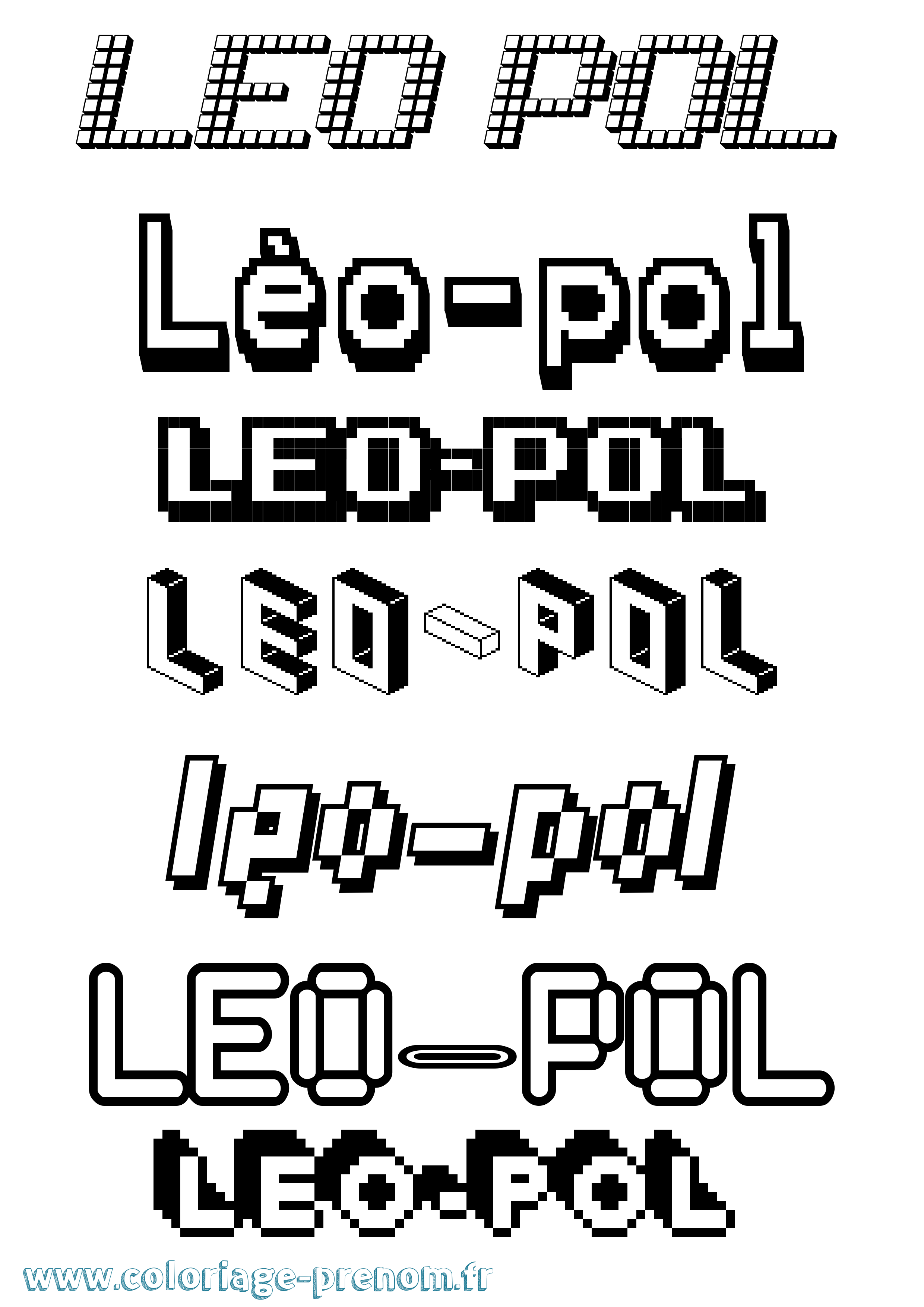 Coloriage prénom Léo-Pol Pixel