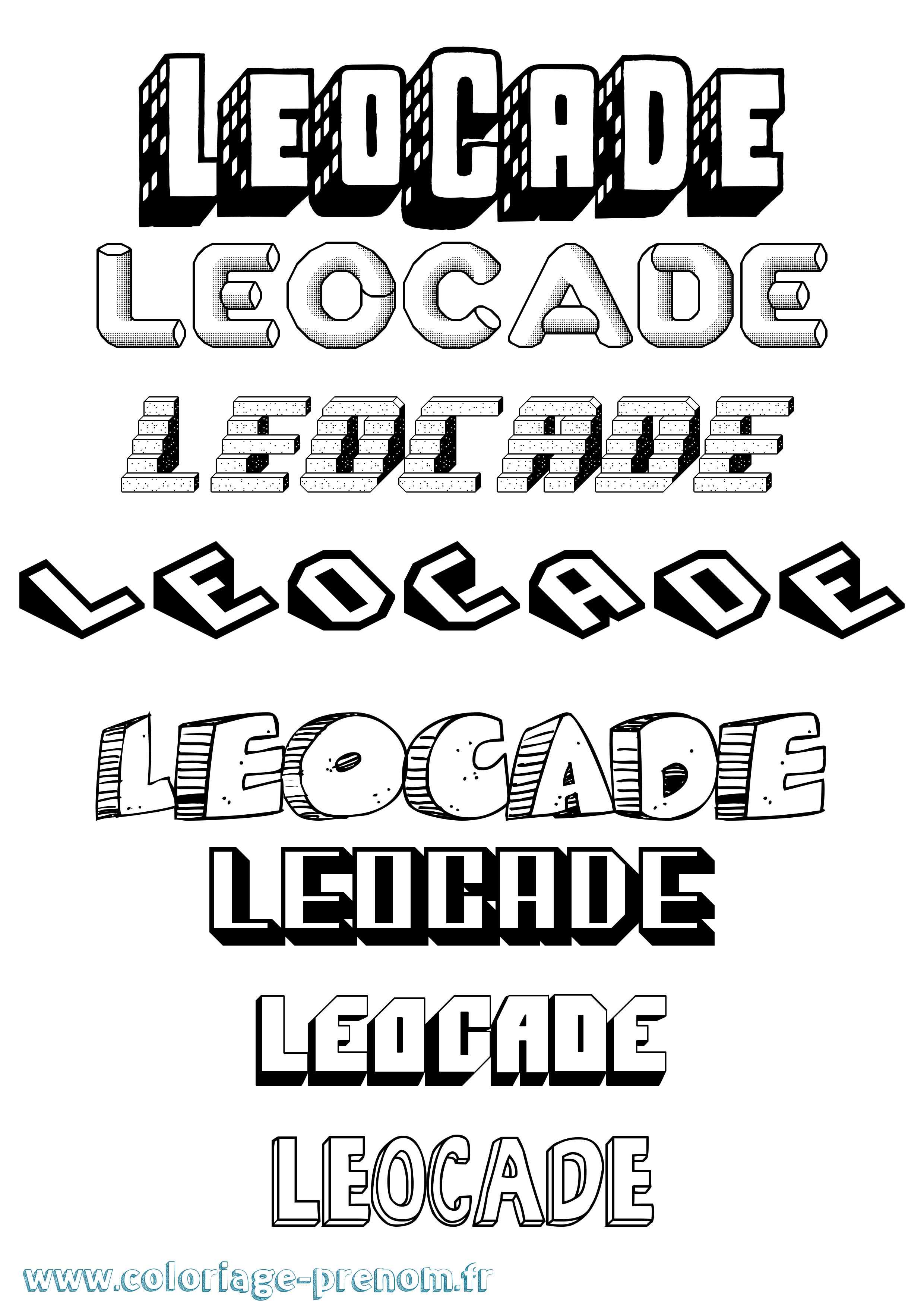 Coloriage Leocade Effet 3D Coloriage prénom Leocade Effet 3D