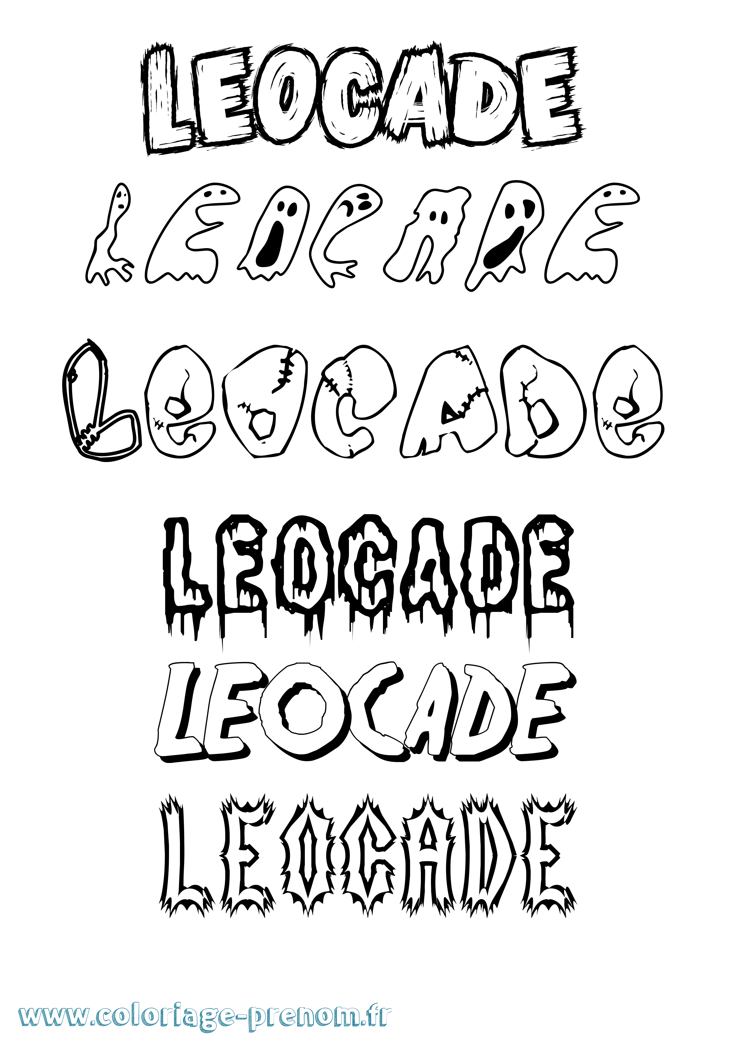 Coloriage Leocade Frisson Coloriage prénom Leocade Frisson