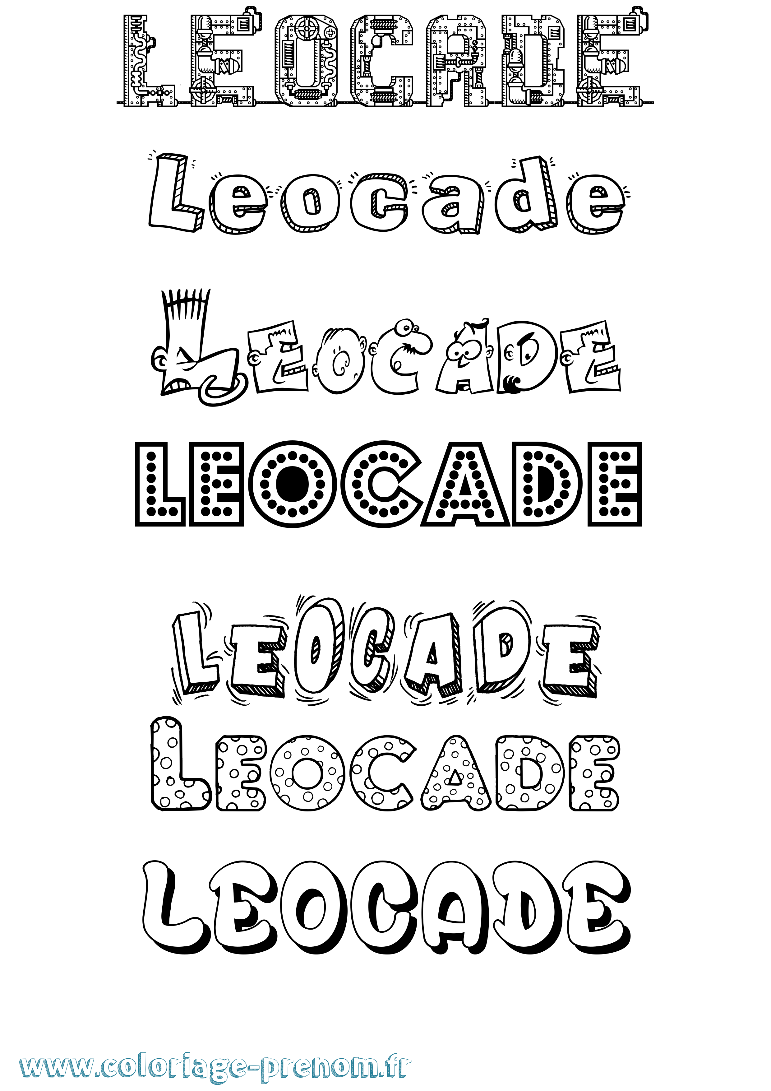 Coloriage Leocade Fun Coloriage prénom Leocade Fun