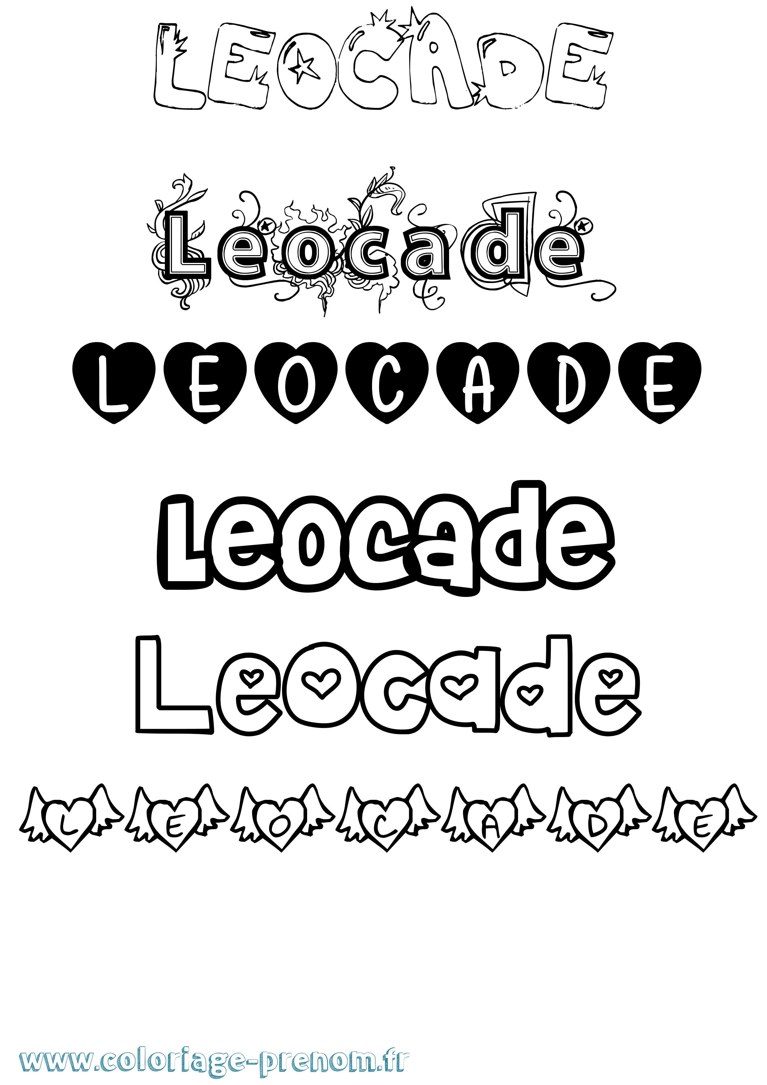 Coloriage Leocade Girly Coloriage prénom Leocade Girly
