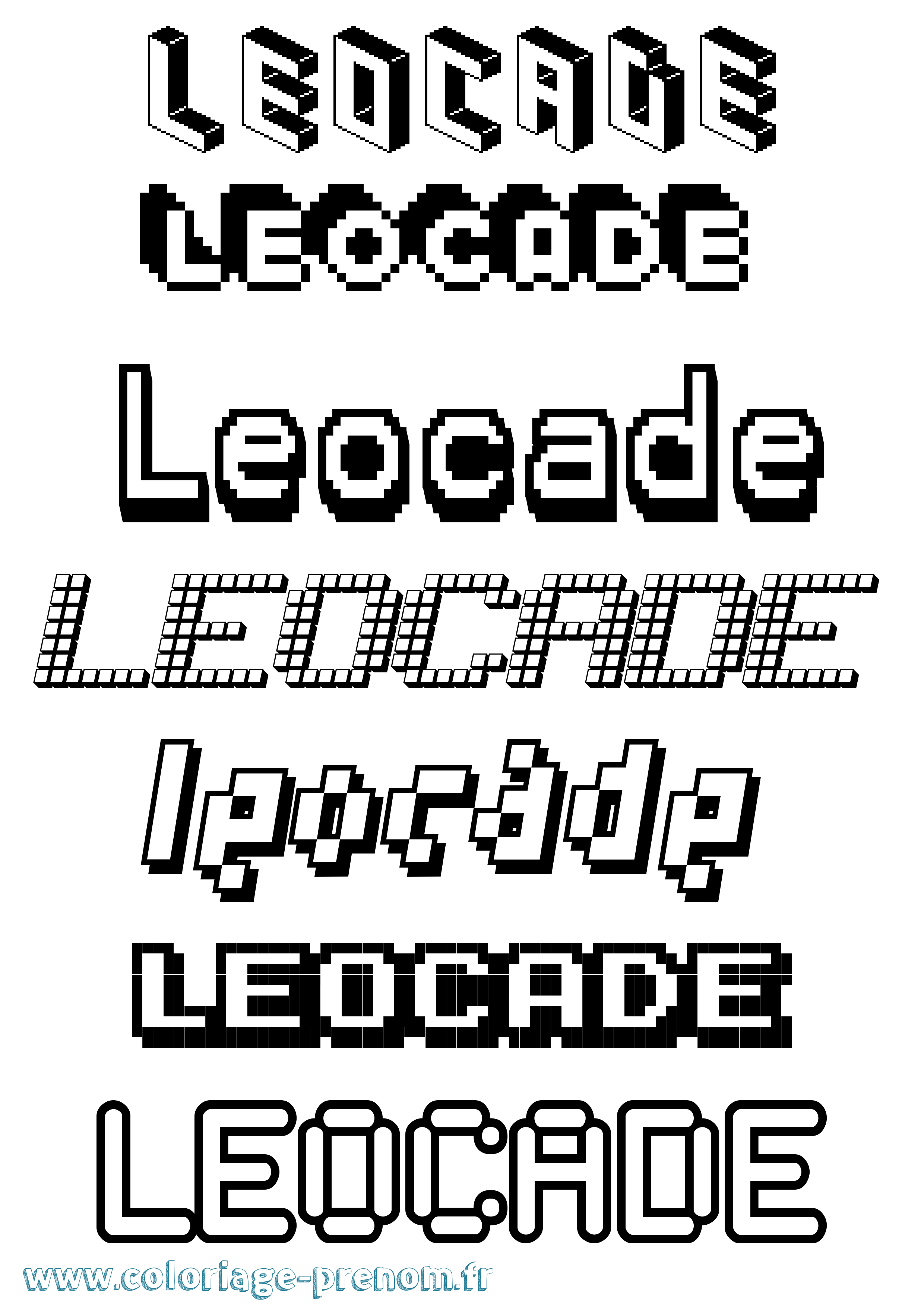 Coloriage Leocade Pixel Coloriage prénom Leocade Pixel