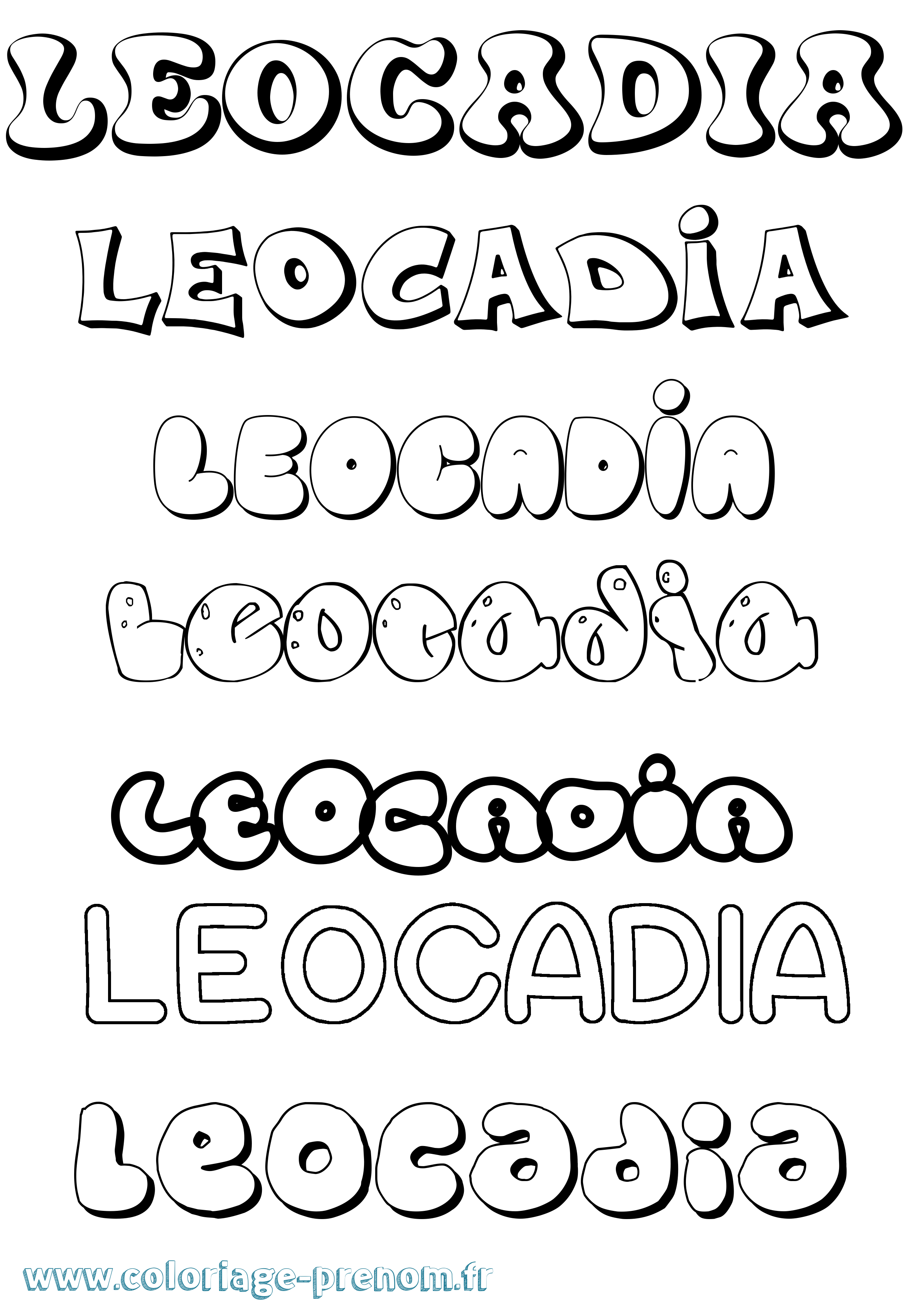 Coloriage prénom Leocadia Bubble