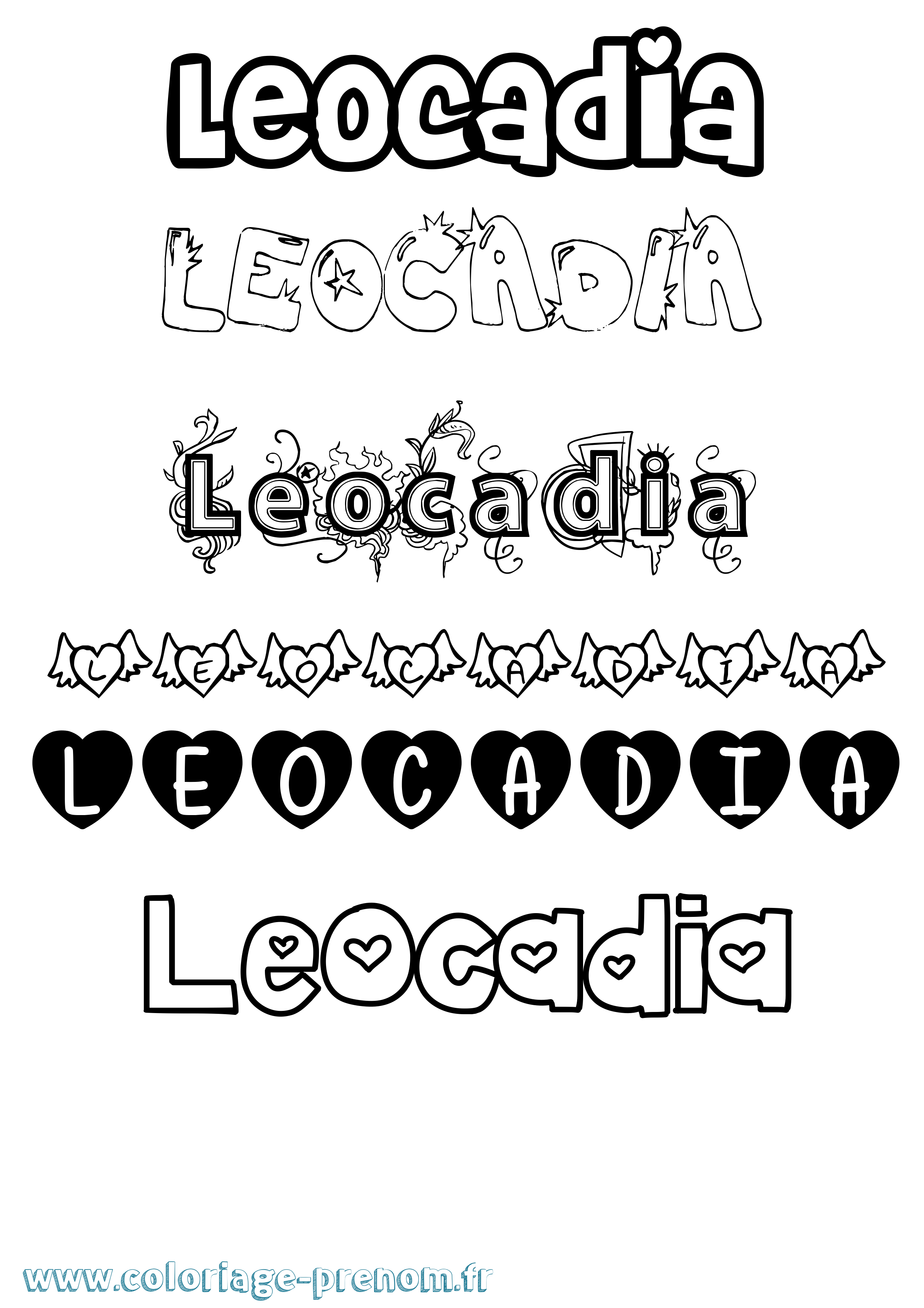 Coloriage prénom Leocadia Girly