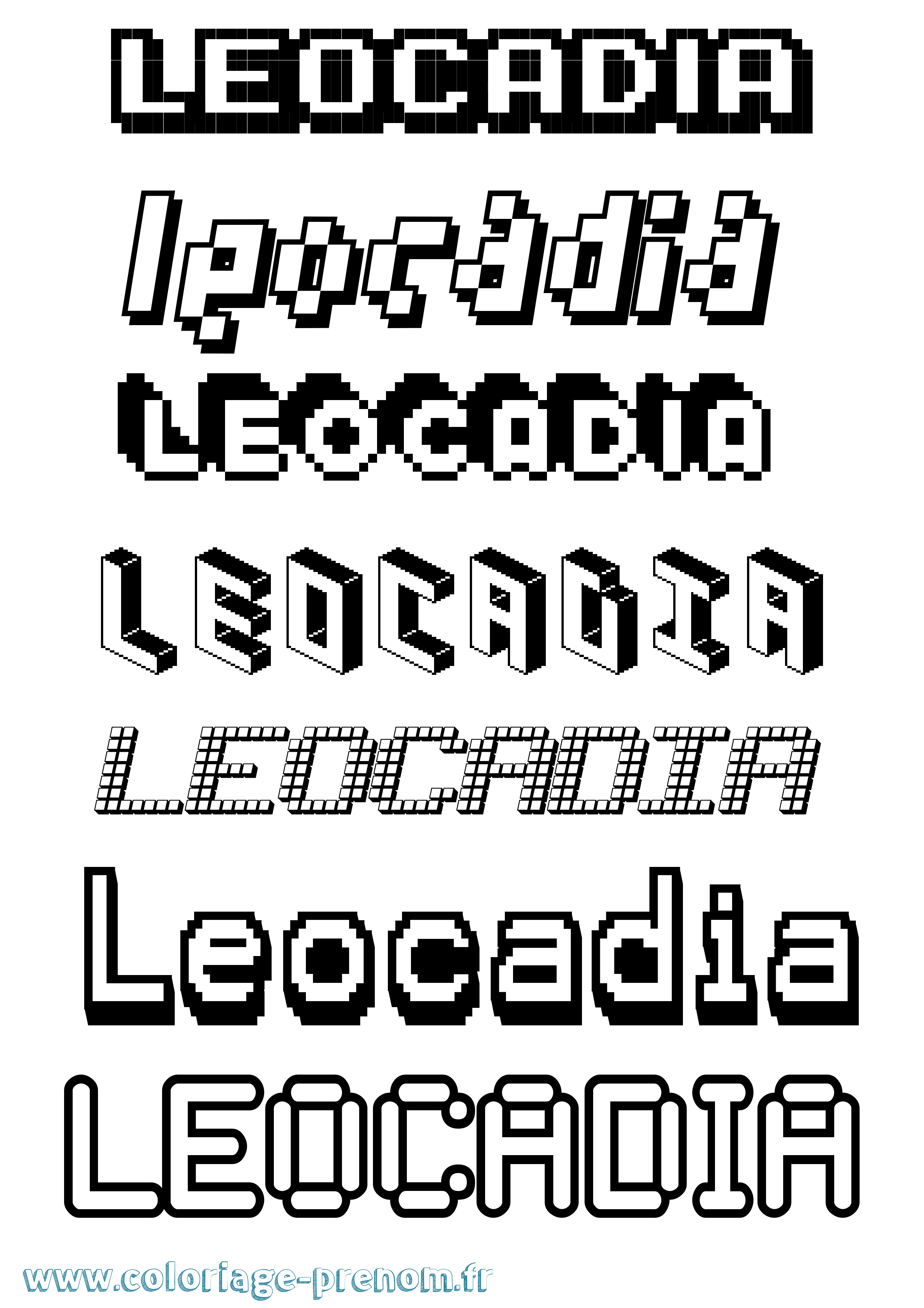 Coloriage prénom Leocadia Pixel
