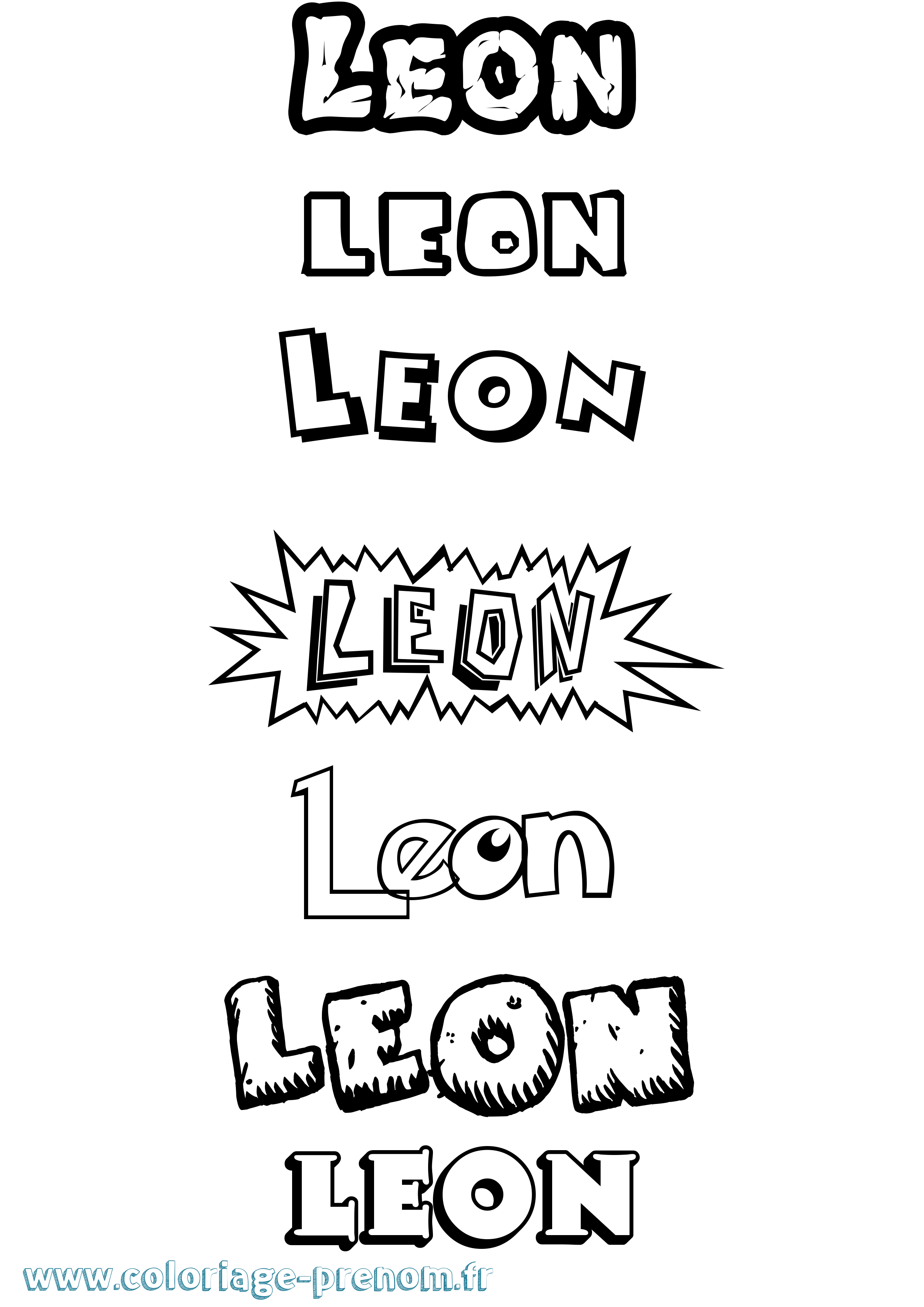 Coloriage Leon Dessin Animé Coloriage prénom Leon Dessin Animé